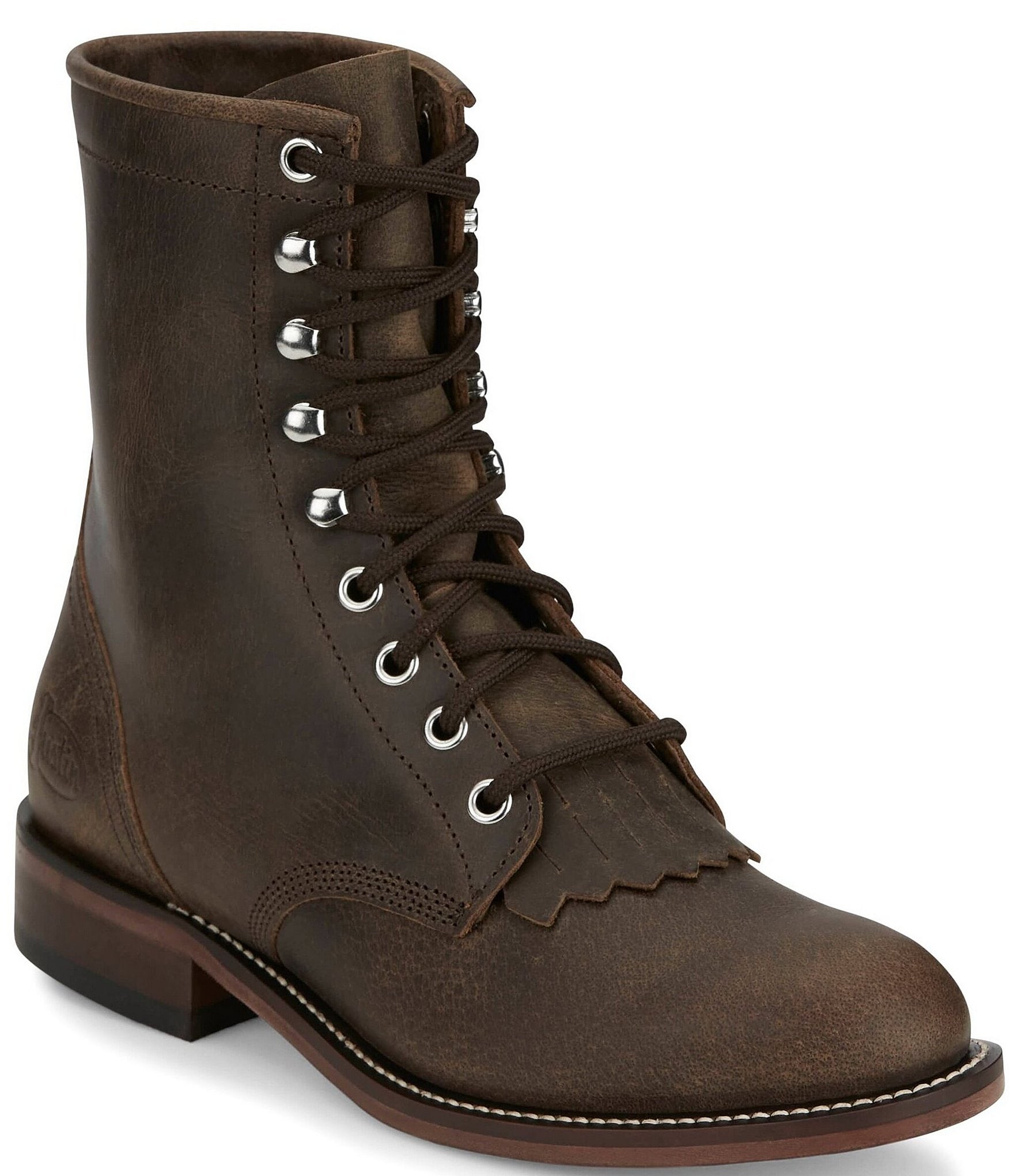 Justin Boots Mckean Leather Kiltie Lace Up Booties