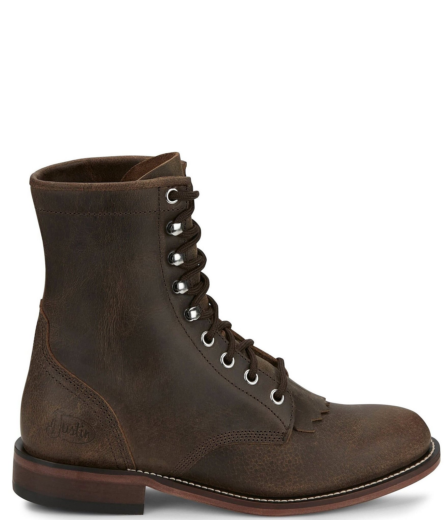 Justin Boots Mckean Leather Kiltie Lace Up Booties