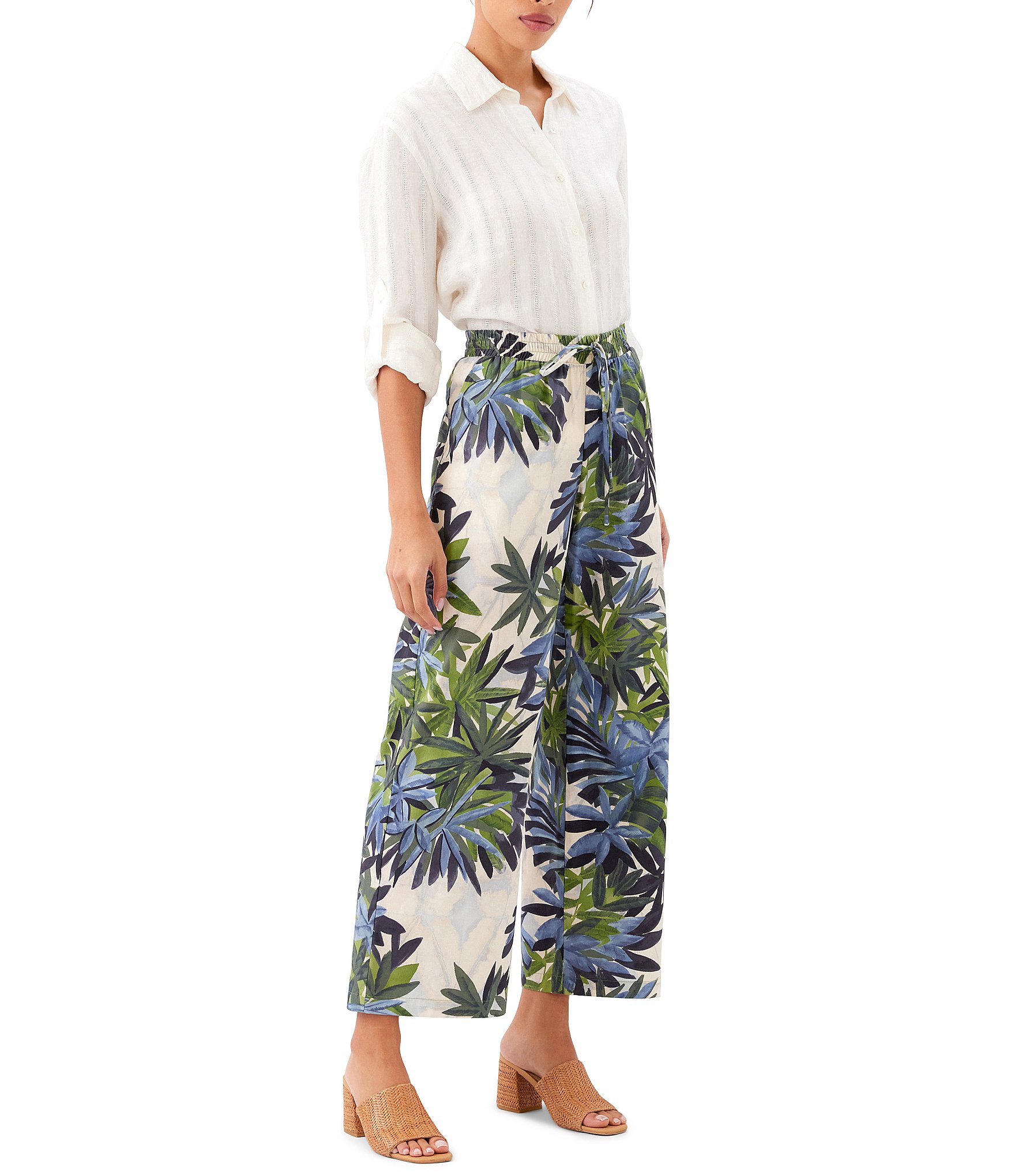 Karen Kane Coordinating Island Palms Drawstring Ankle Pants