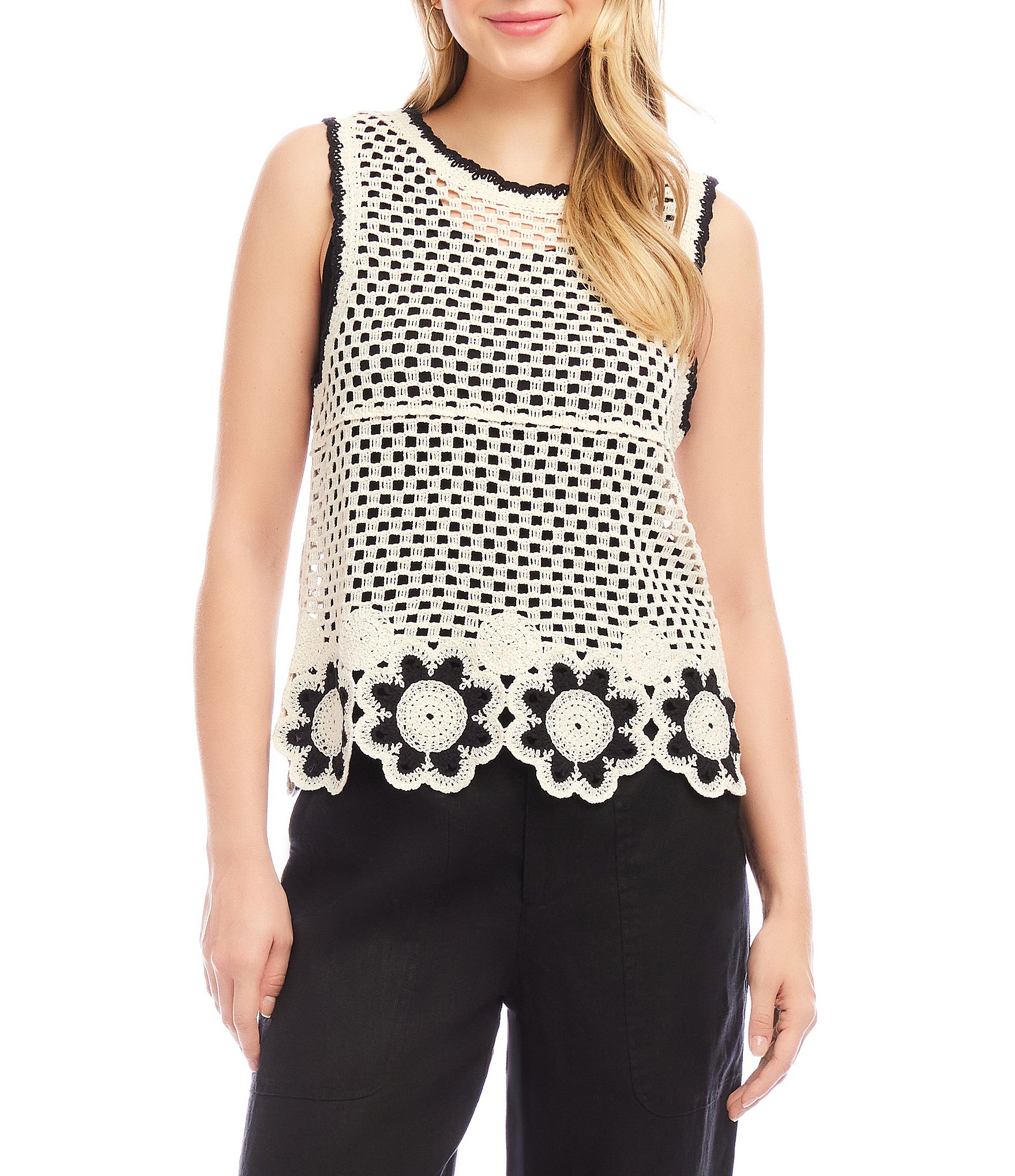 Karen Kane Printed Square Neck Short Sleeve Top | Dillard's