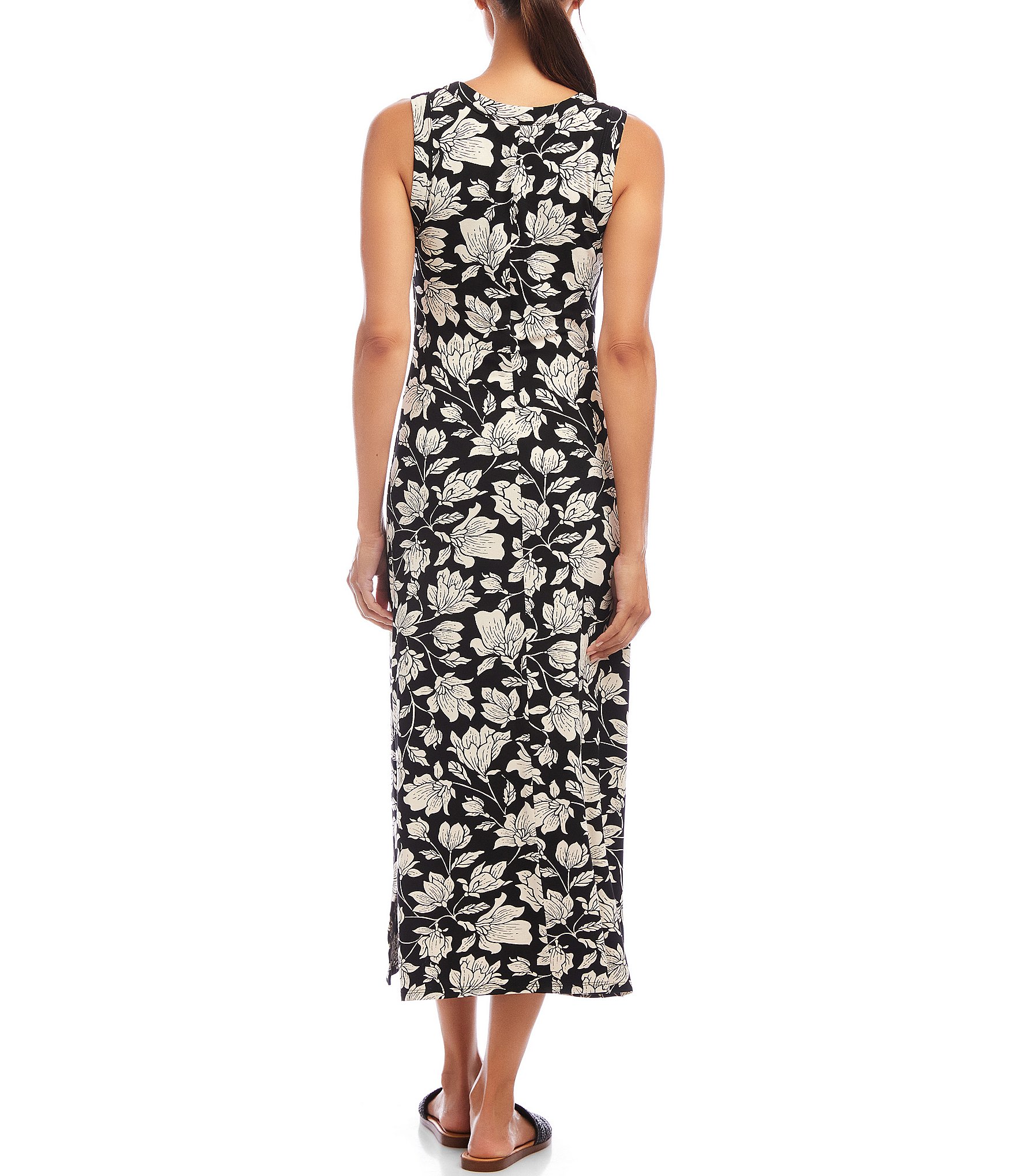 Karen Kane Floral V-Neck Sleeveless Midi Sheath Dress