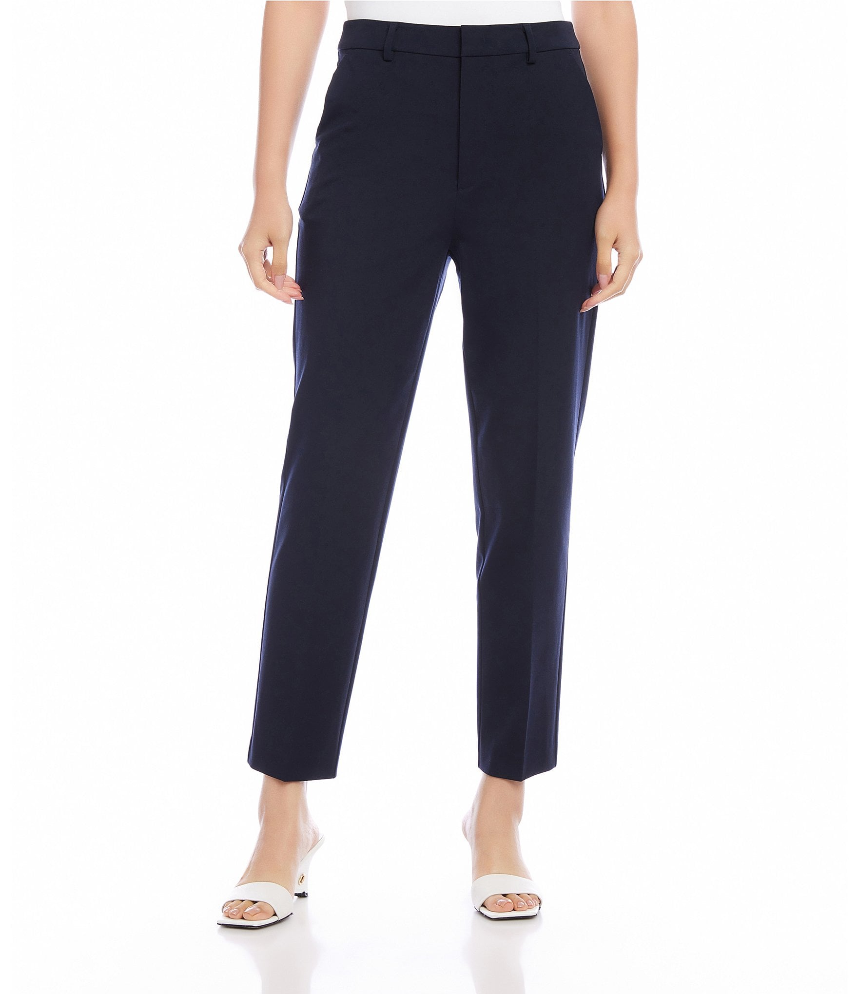 Karen Kane High Waisted Straight Leg Ankle Length Trousers | Dillard's