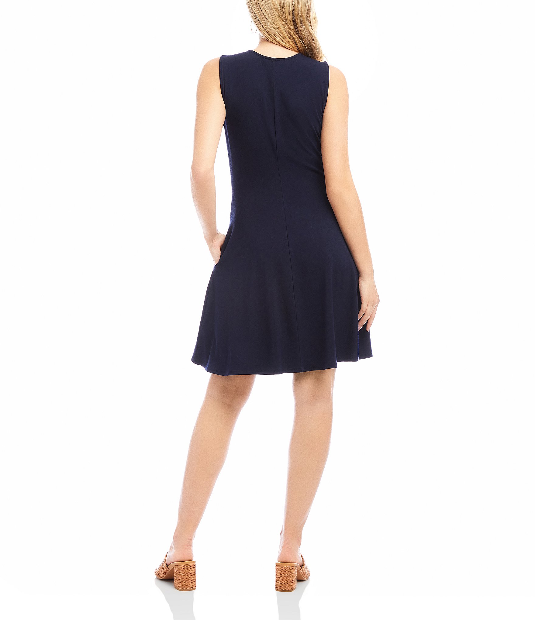 Karen Kane Jersey Knit Scoop Neck Sleeveless Fit-And-Flare Dress