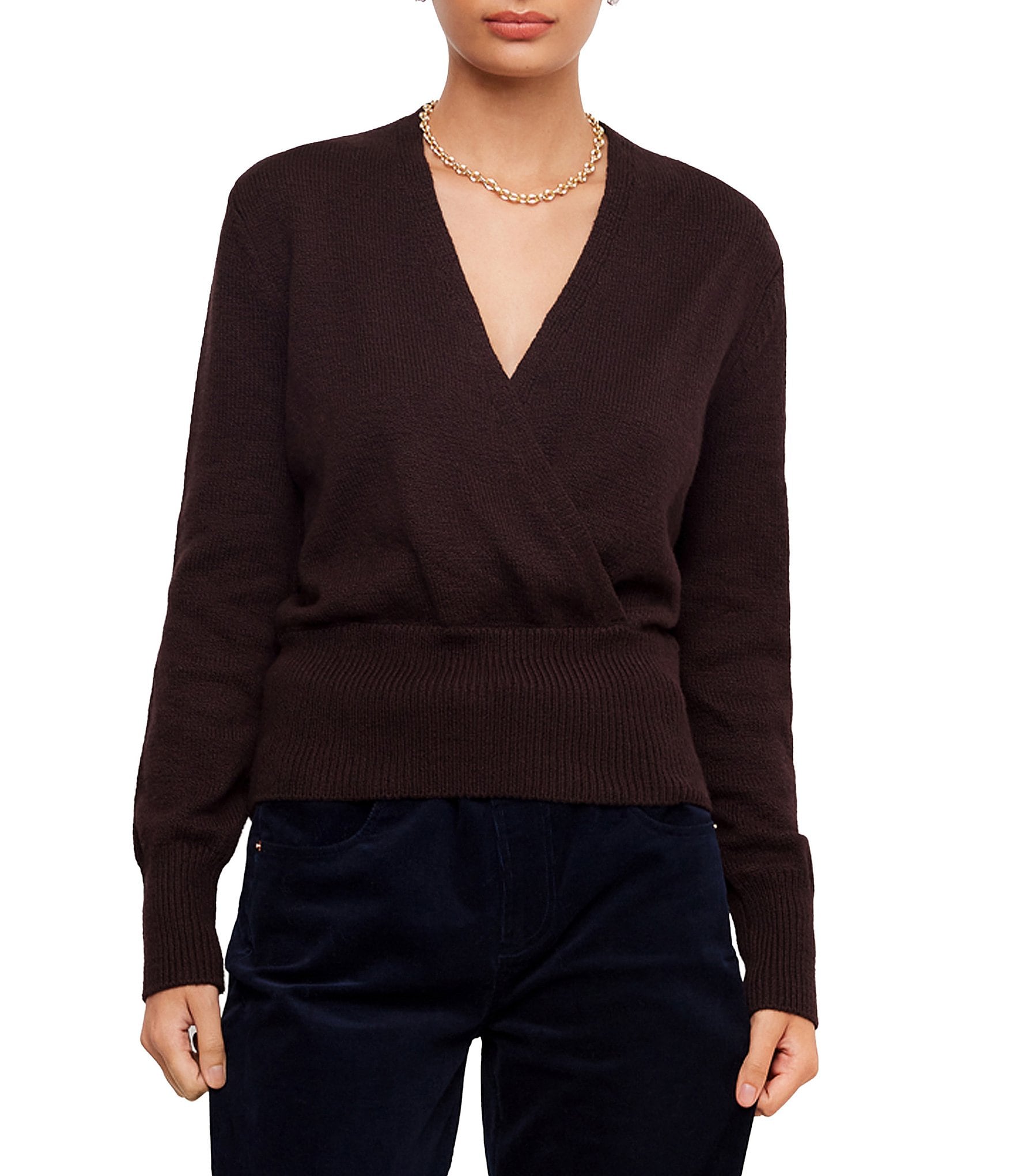 Karen Kane Knit V-Neck Long Sleeve Wrap
