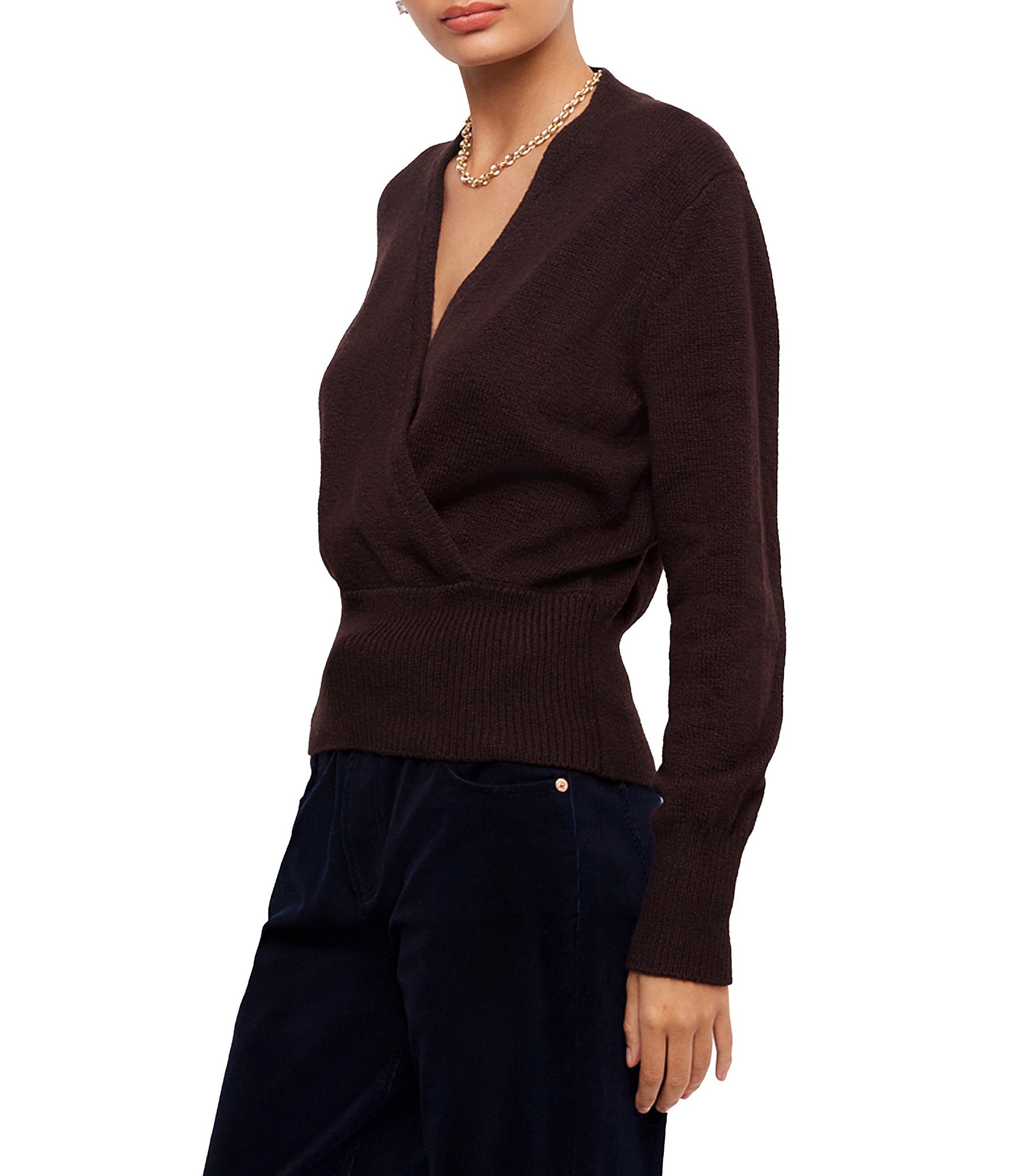 Karen Kane Knit V-Neck Long Sleeve Wrap