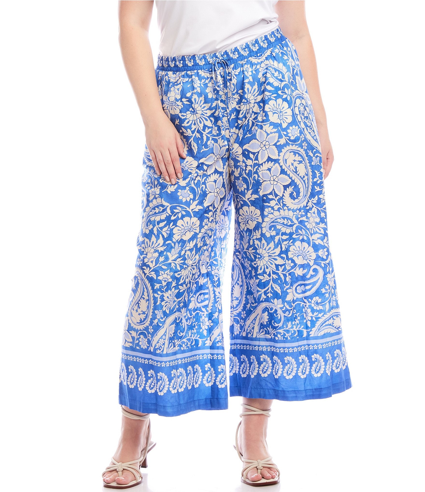 Karen Kane Plus Size Floral Paisley Border Print Pull-On