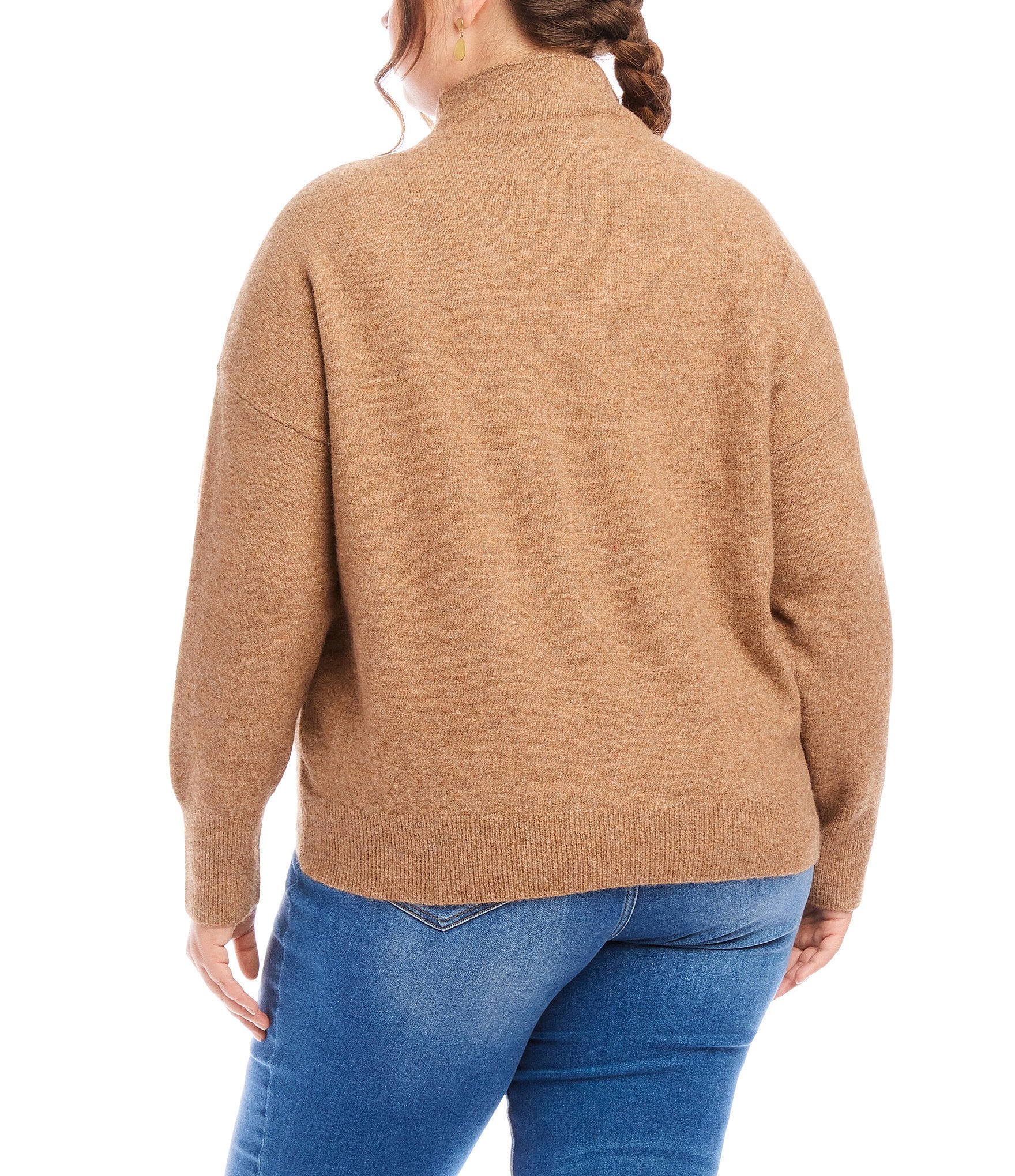 Karen Kane Plus Size Mock Neck Long Sleeve Sweater