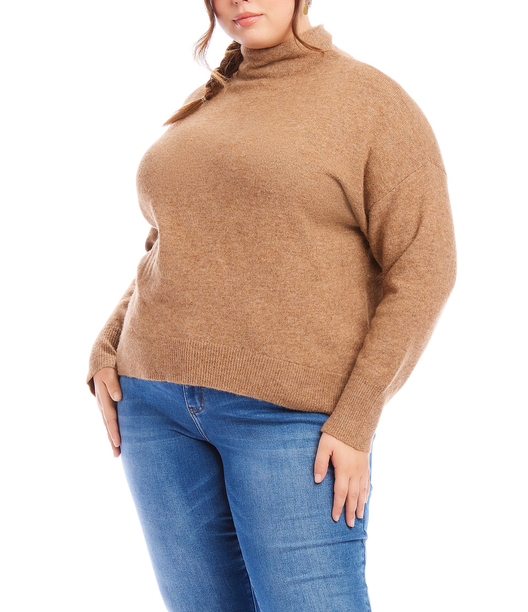 Karen Kane Plus Size Mock Neck Long Sleeve Sweater