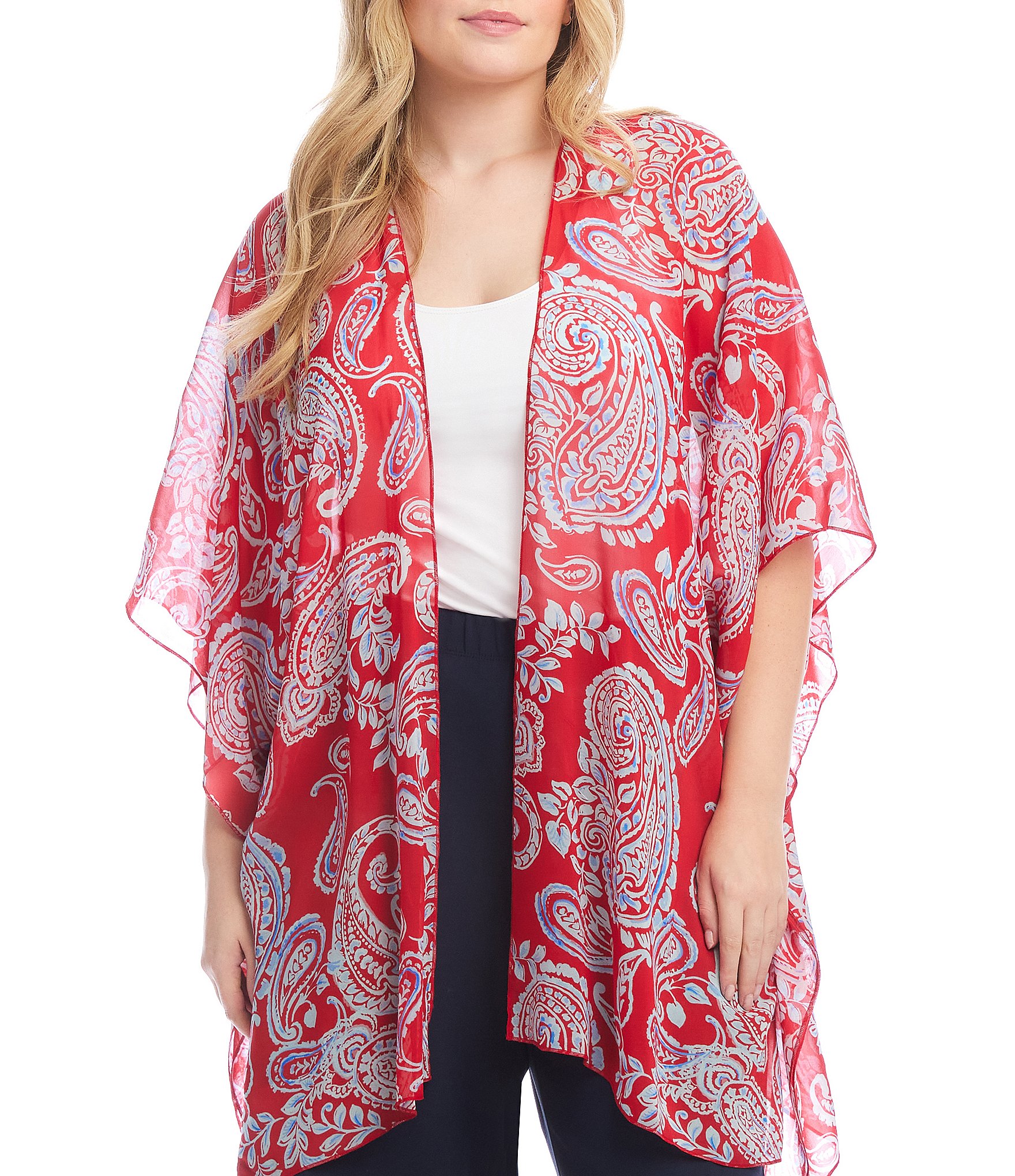 Karen Kane Plus Size Printed Open-Front Jacket | Dillard's