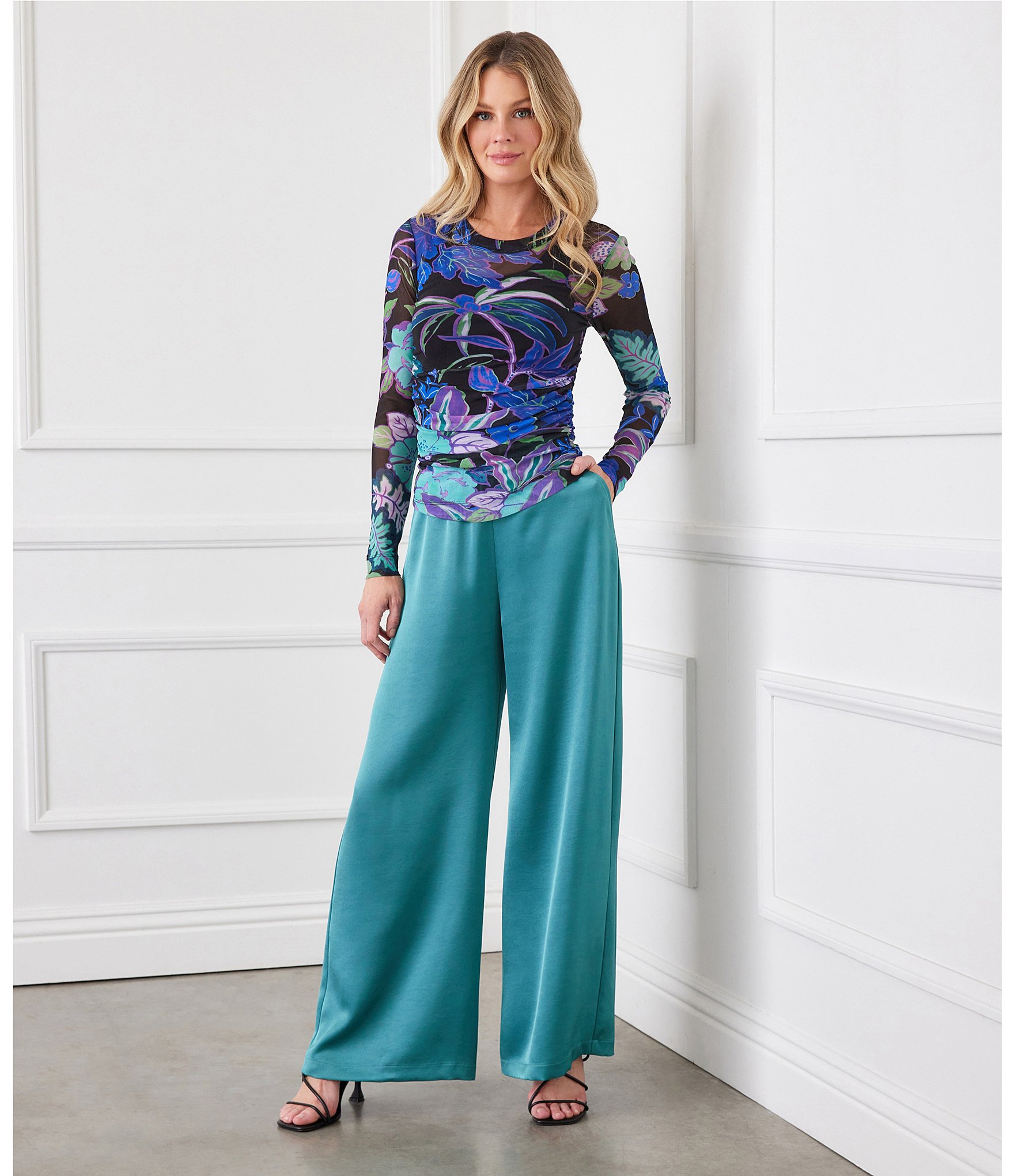 Karen Kane Satin Wide Leg Pull-On Pant