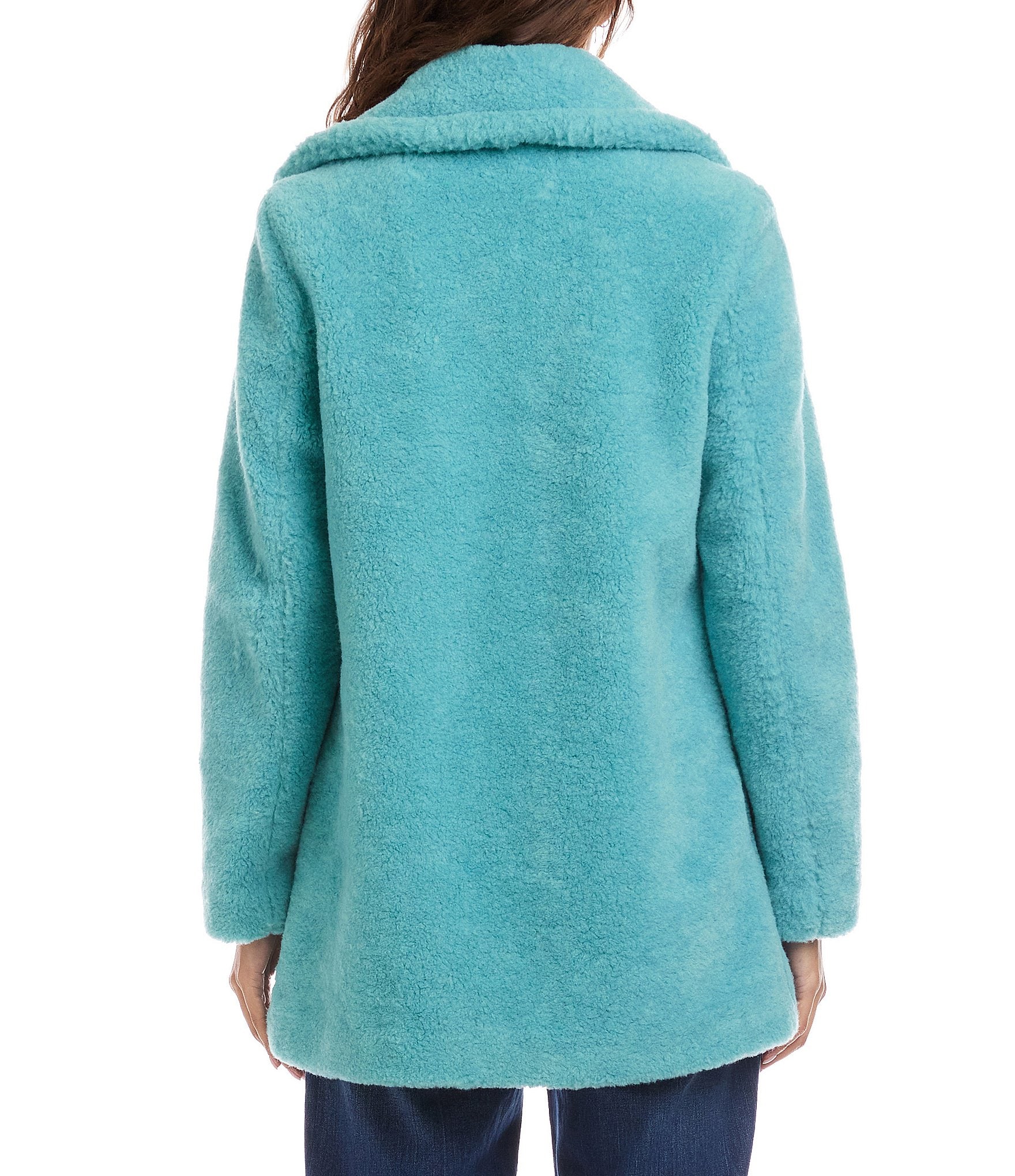 Karen Kane Sherpa Oversized Notched Collar Long Sleeve Coat