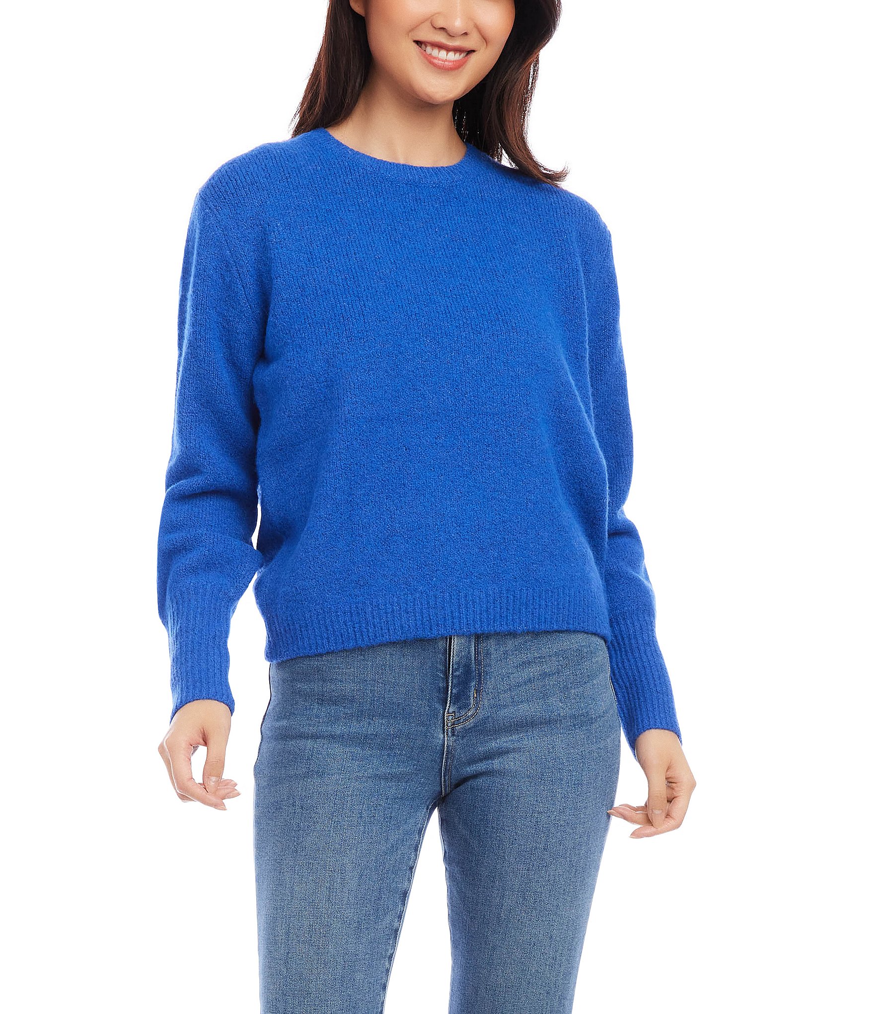 Karen Kane Solid Knit Crew Neck Blouson Sleeve Sweater | Dillard's