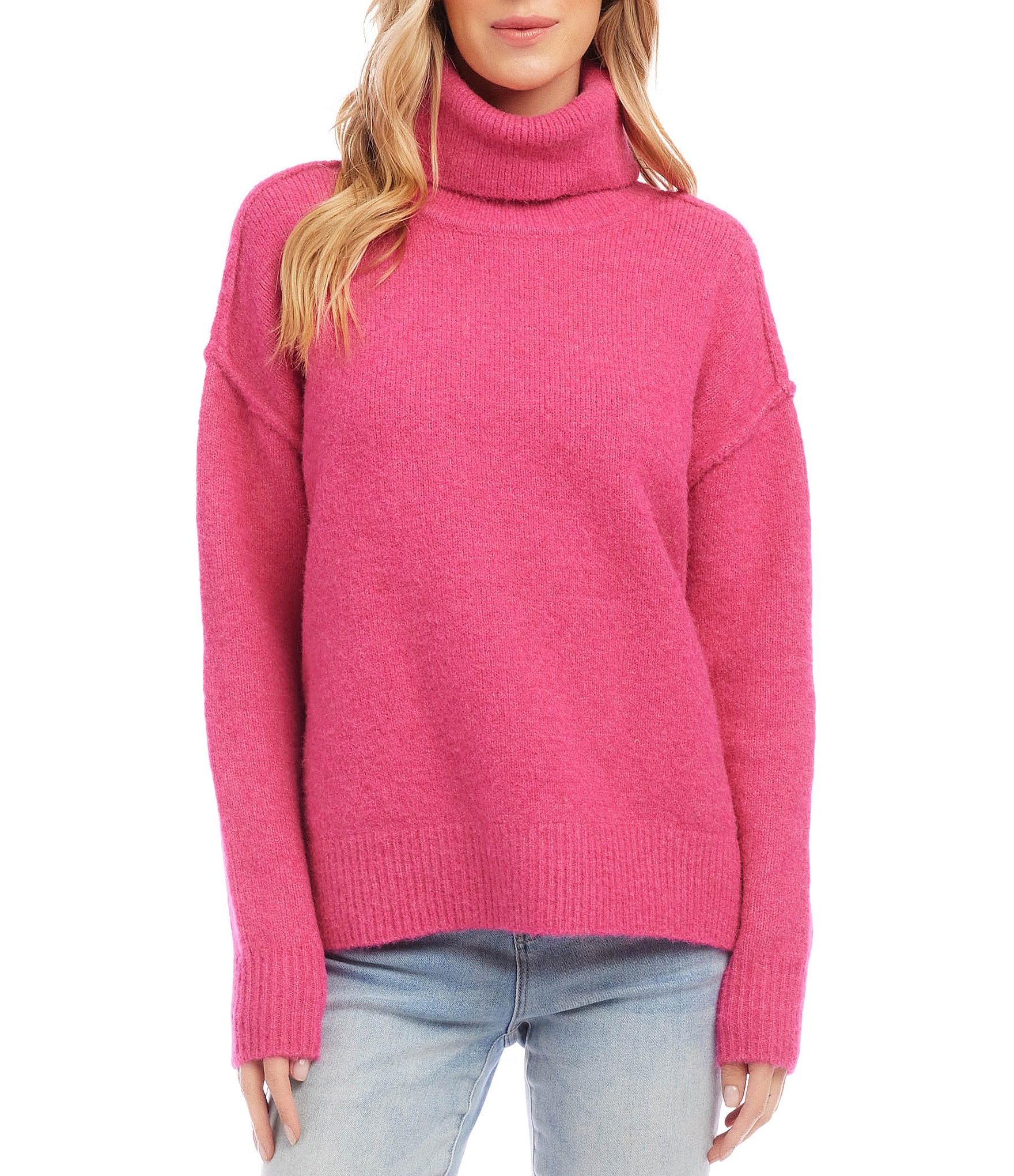 Karen Kane Solid Turtleneck Long Sleeve Comfy Fit Sweater | Dillard's