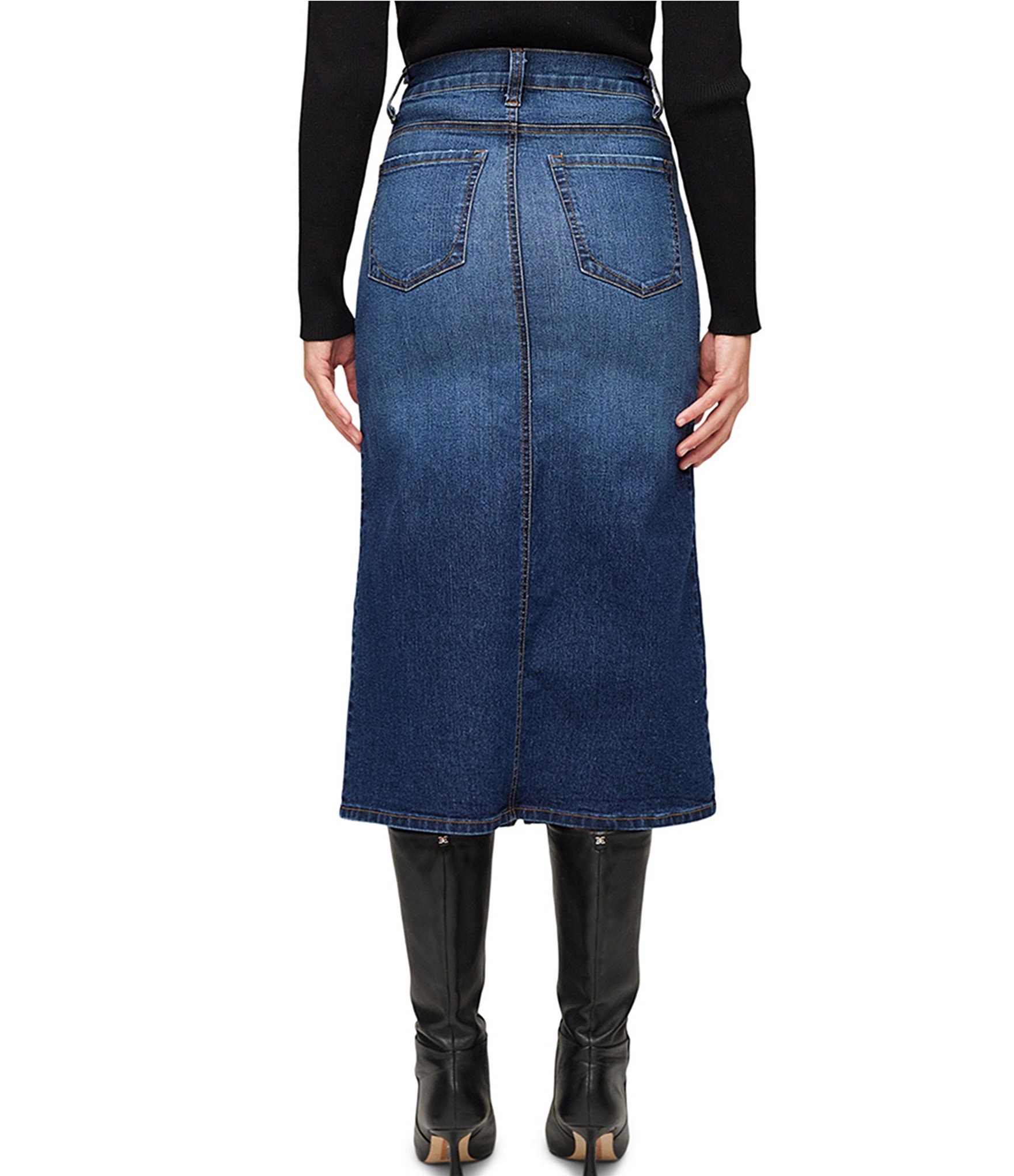 Karen Kane Stretch Denim Midi Skirt