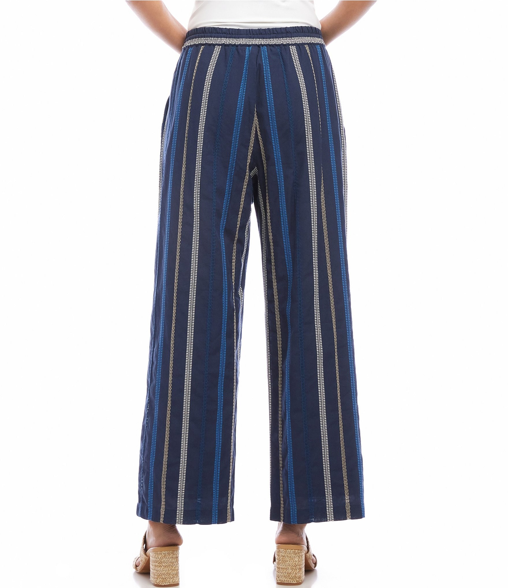 Karen Kane Stripe Embroidered Cropped Coordinating Drawstring Pants