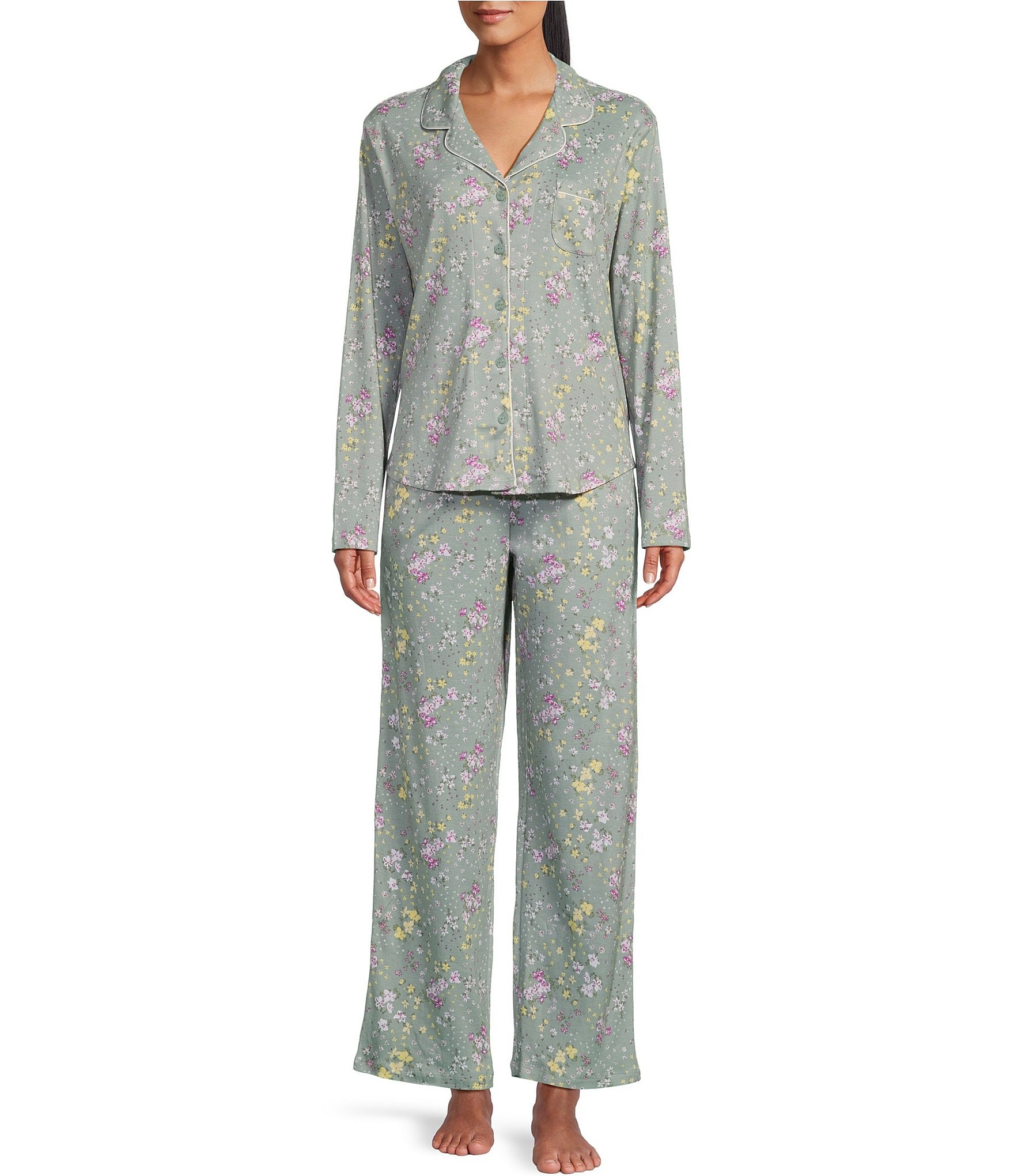 Karen Neuburger Womens Long-Sleeve Floral Girlfriend Pajama Set Pj