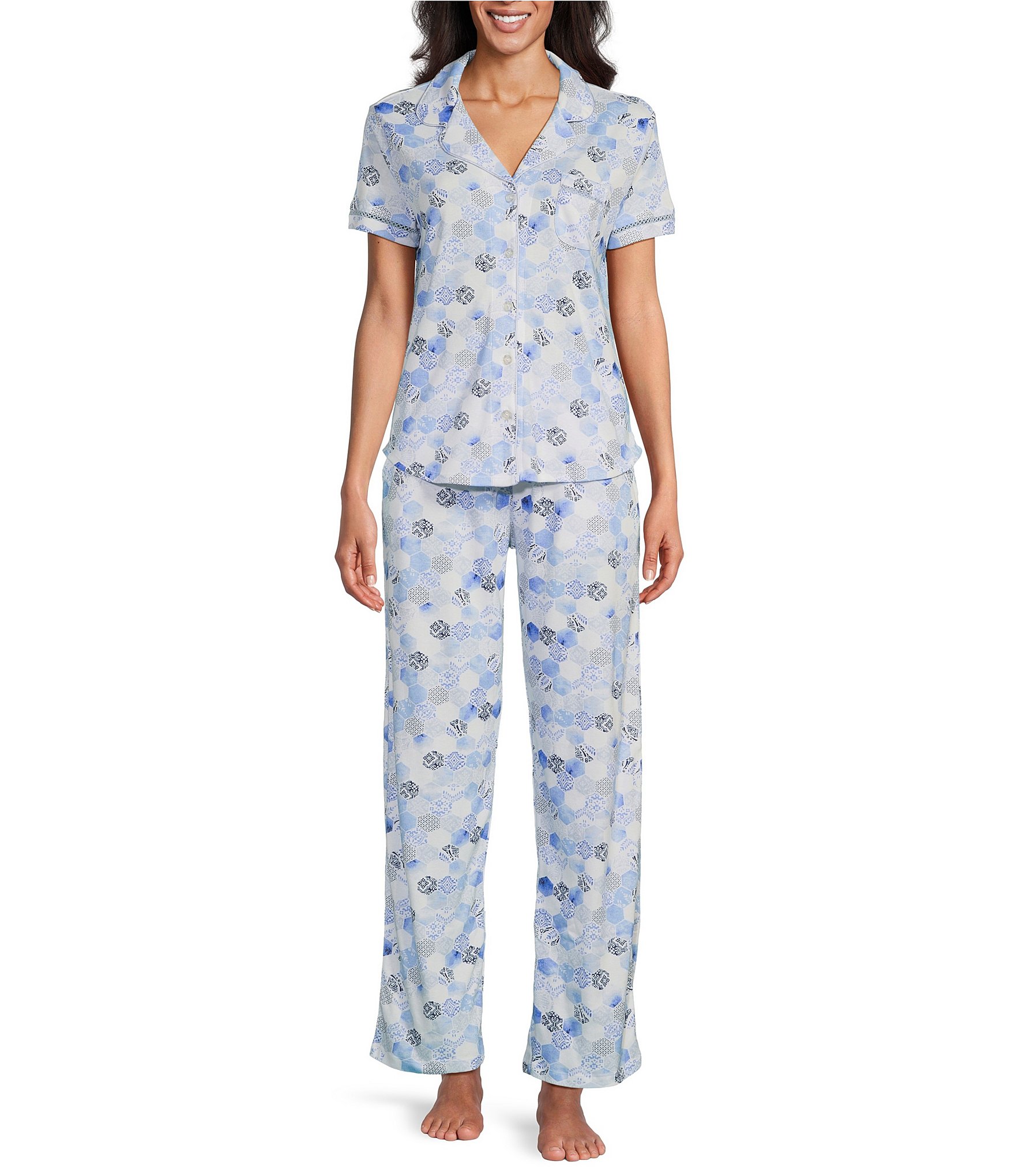 Karen Neuburger Womens Notch Collar Knit Pajama Set Style-RLK0021M 