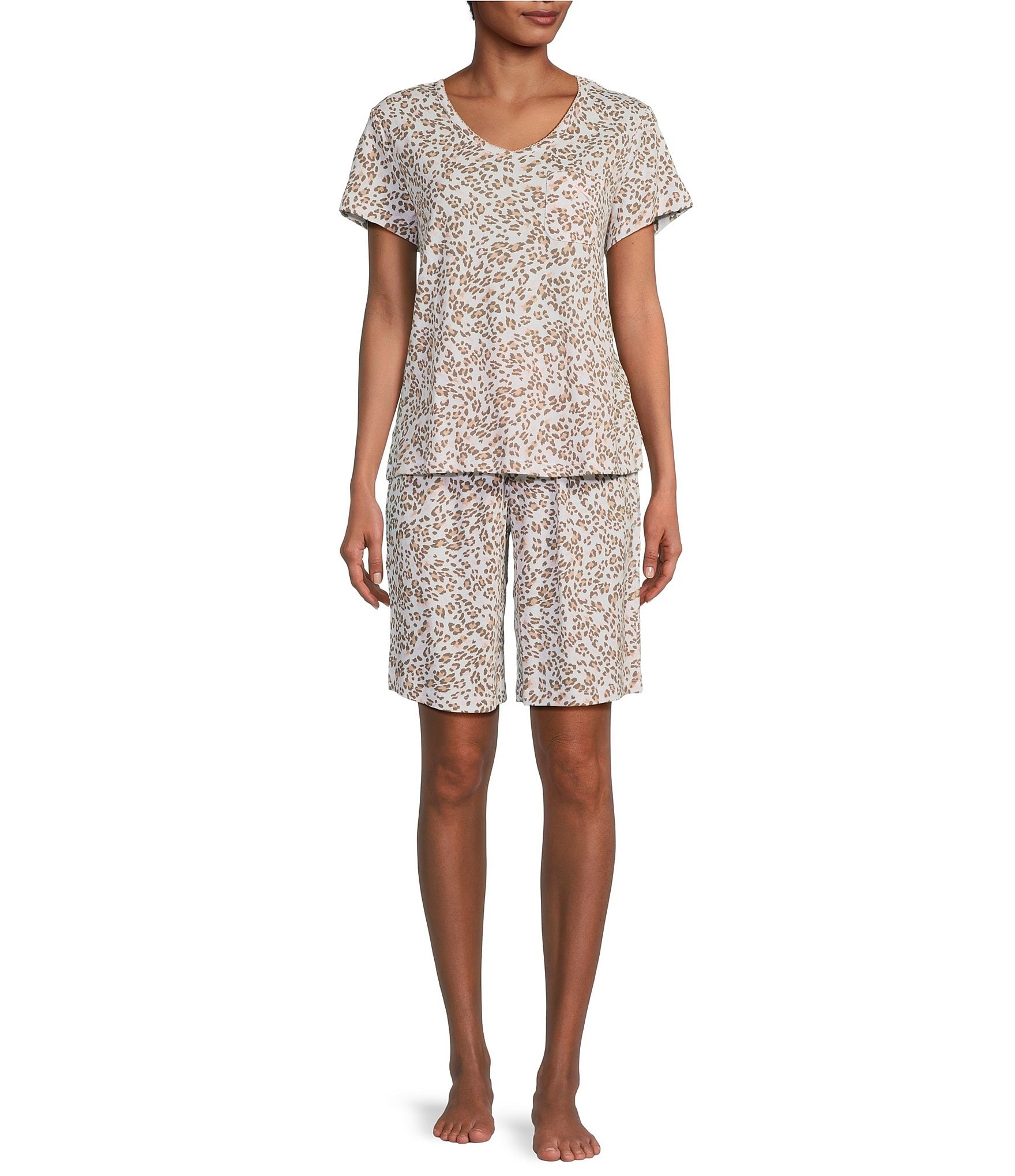 Karen Neuburger Womens Notch Collar Knit Pajama Set Style-RLK0021M 