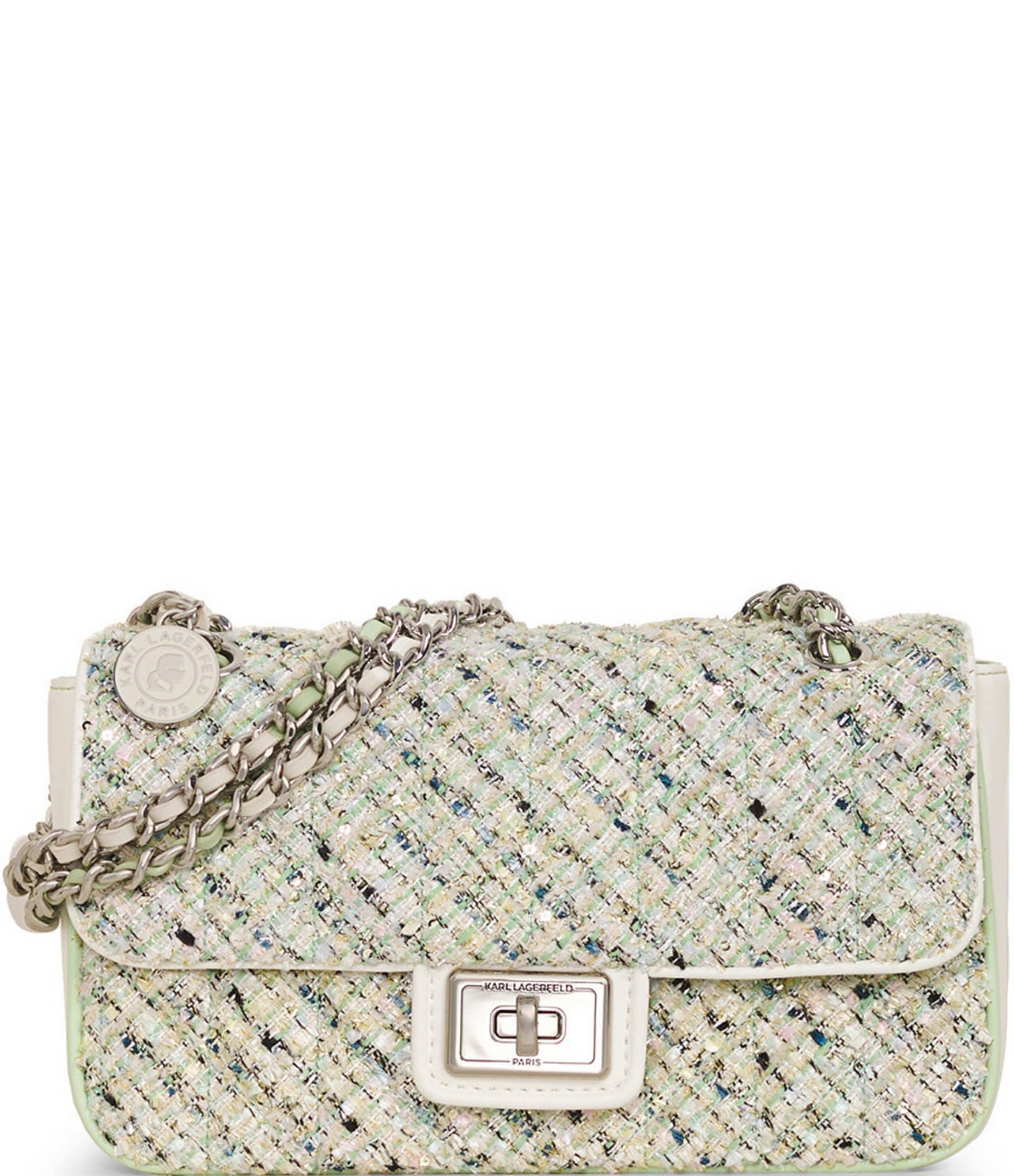 KARL LAGERFELD PARIS Agyness Tweed Shoulder Crossbody Bag The Shops at Willow Bend