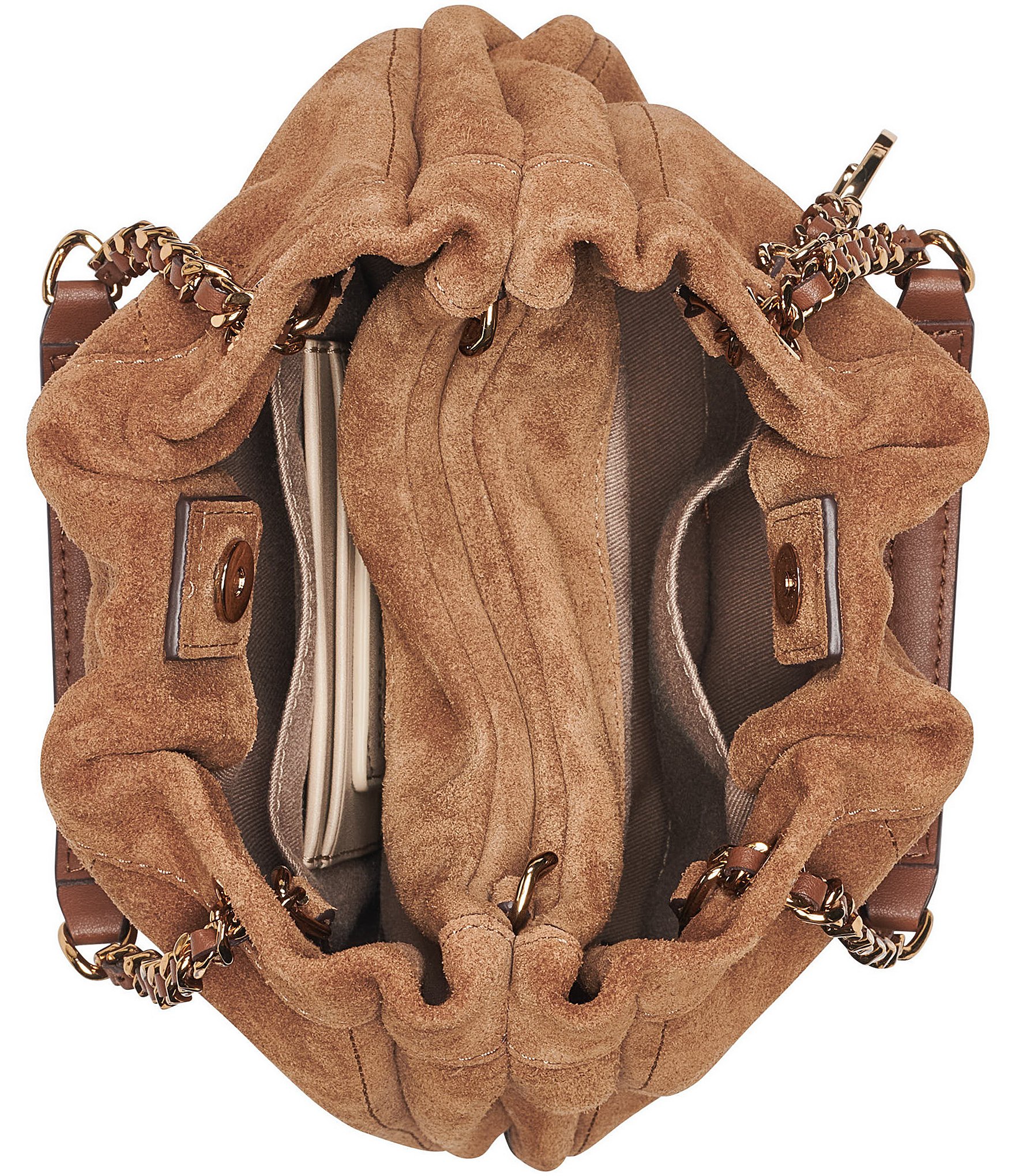 KARL LAGERFELD PARIS Amandine Suede Drawstring Crossbody Bag