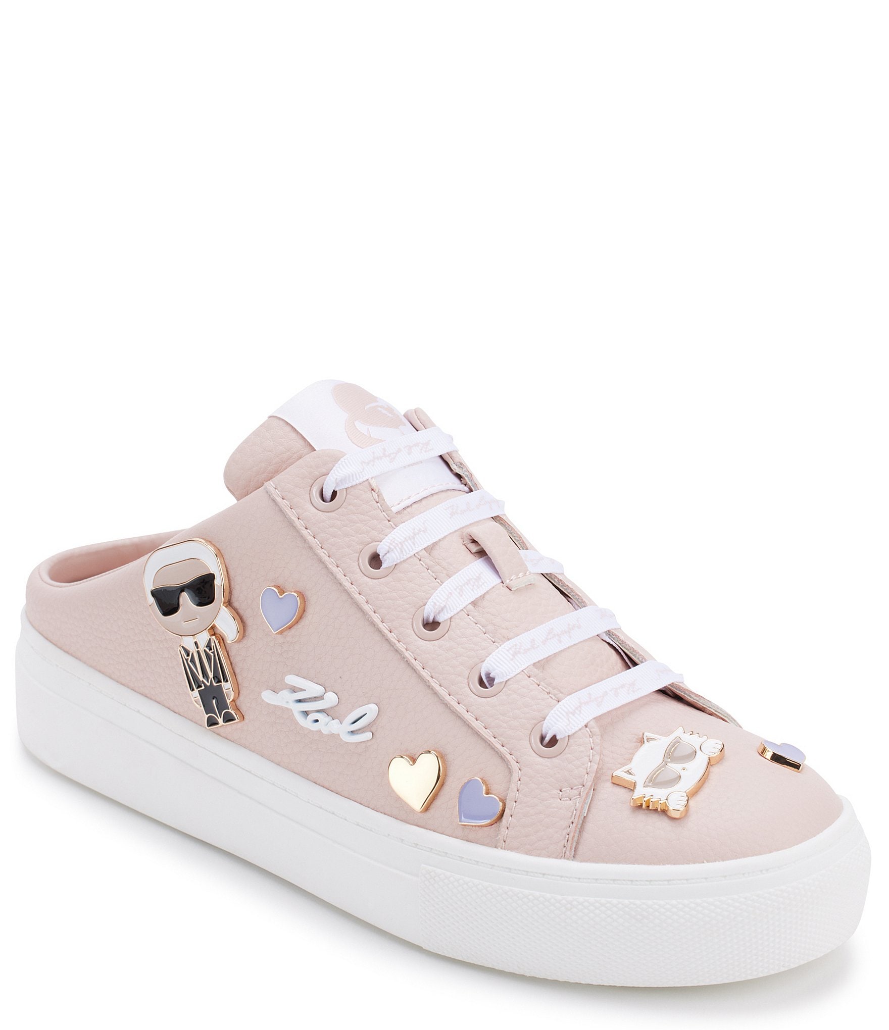 Karl Lagerfeld Paris Cambria Charm Detail Leather Mule Sneakers |