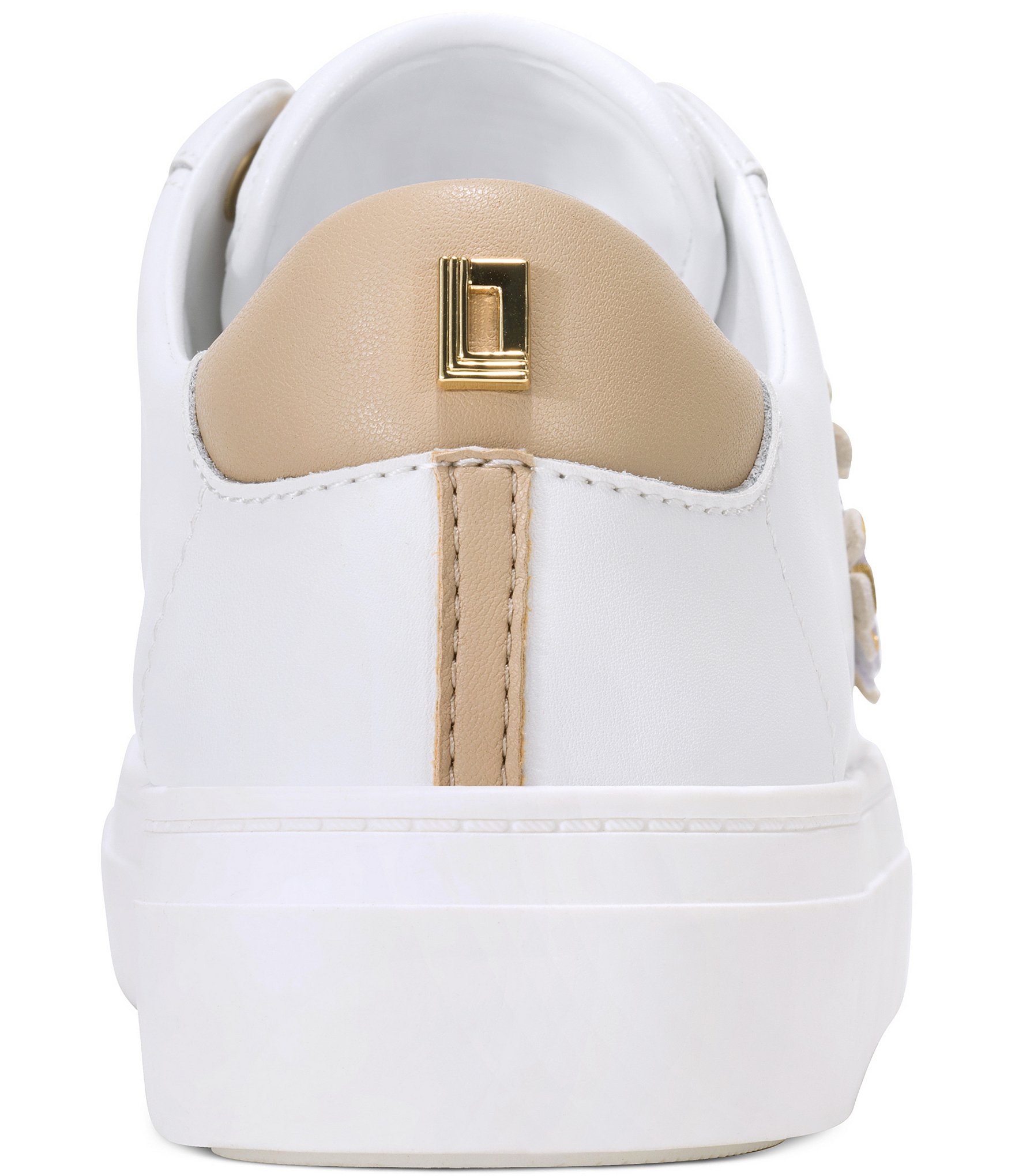 KARL LAGERFELD PARIS Cate Fleur Leather Flower Ornamented Sneakers