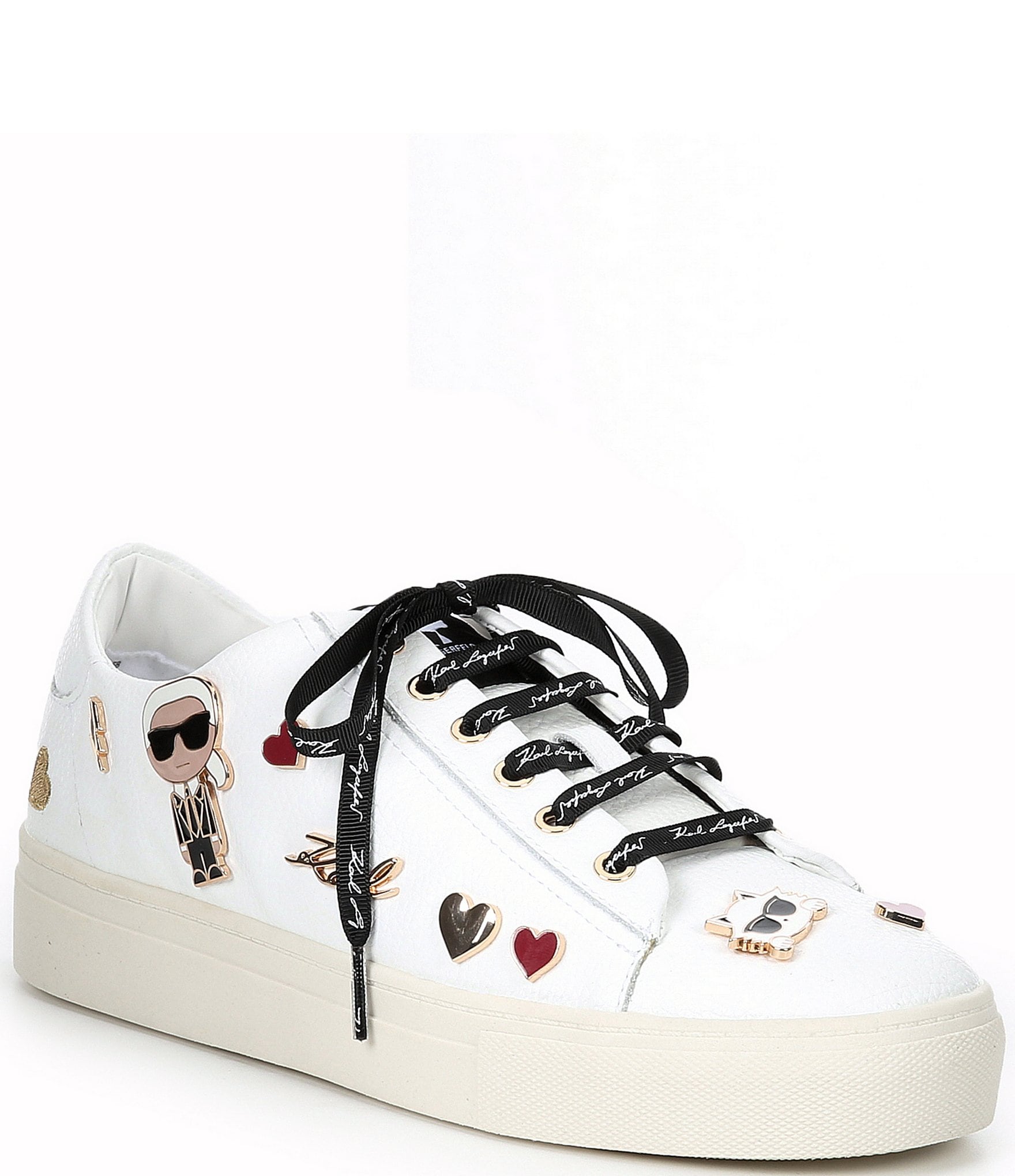 Back, back, back (part Bet There is a need to KARL LAGERFELD PARIS Cate Charm Detail Lace-Up Leather Platform Sneakers |  Dillard's