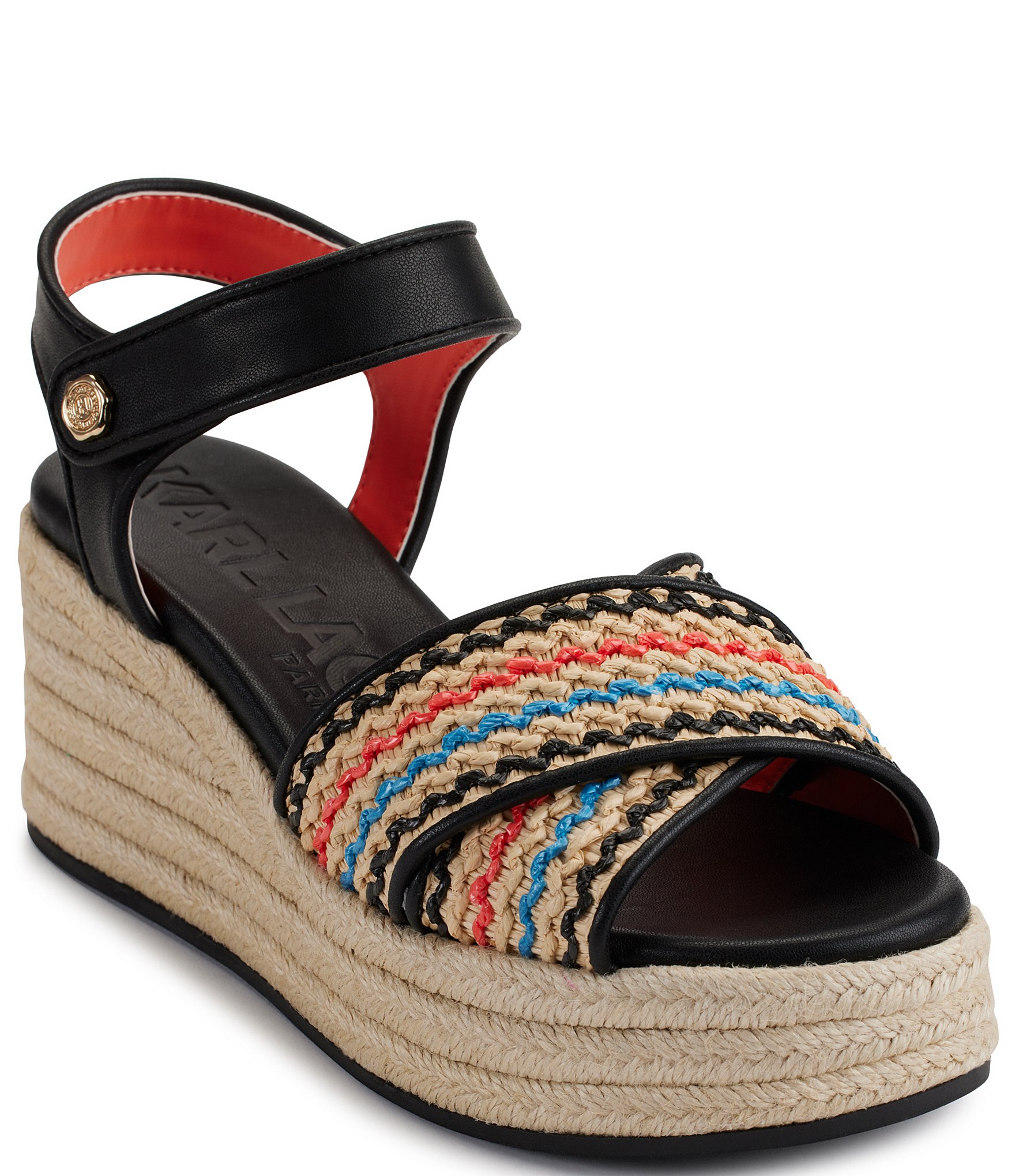 KARL LAGERFELD PARIS Celest Raffia Espadrille Wedge Sandals Dillard s