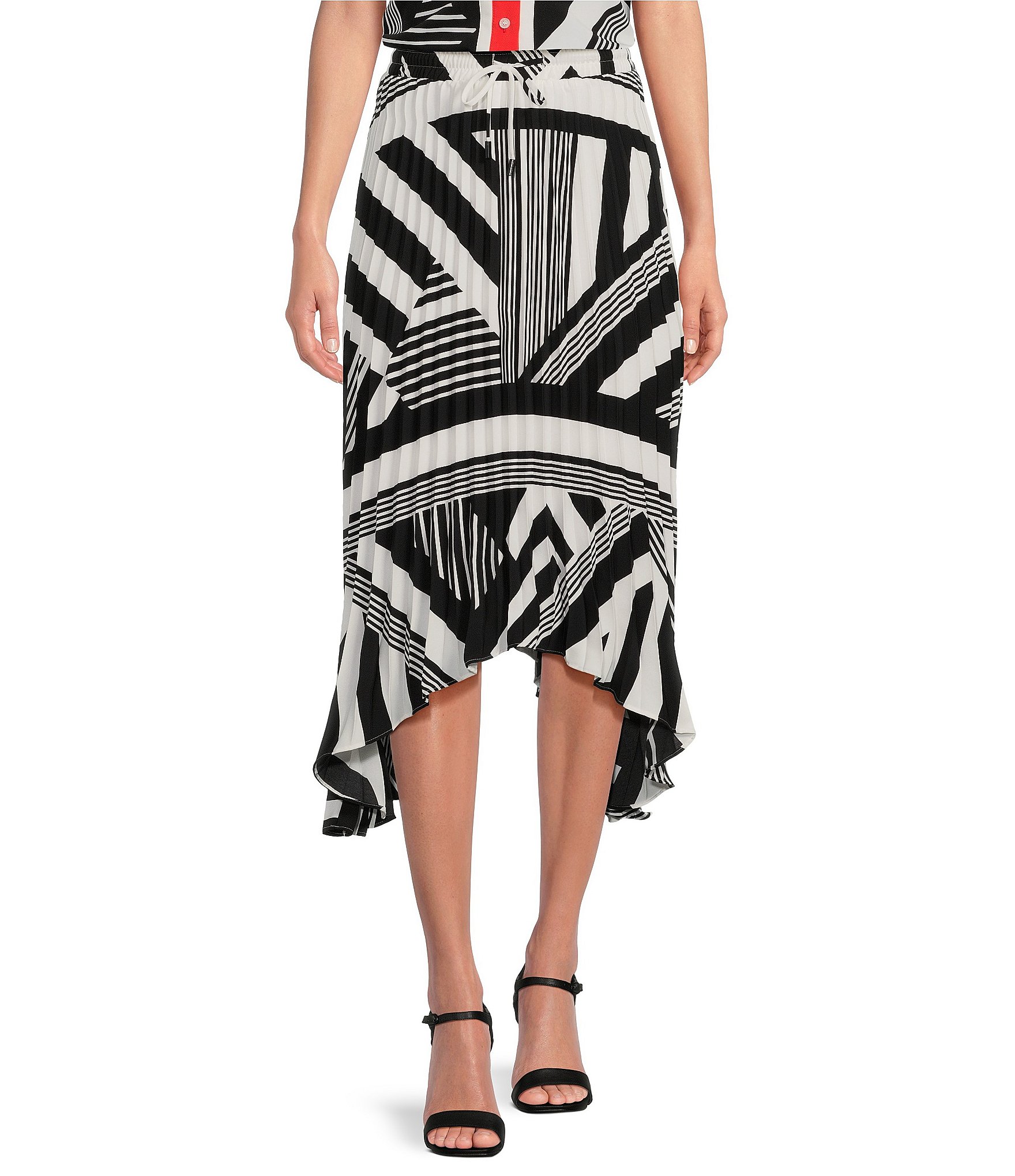 KARL LAGERFELD PARIS Geometric Print Pleated Coordinating Midi Skirt ...