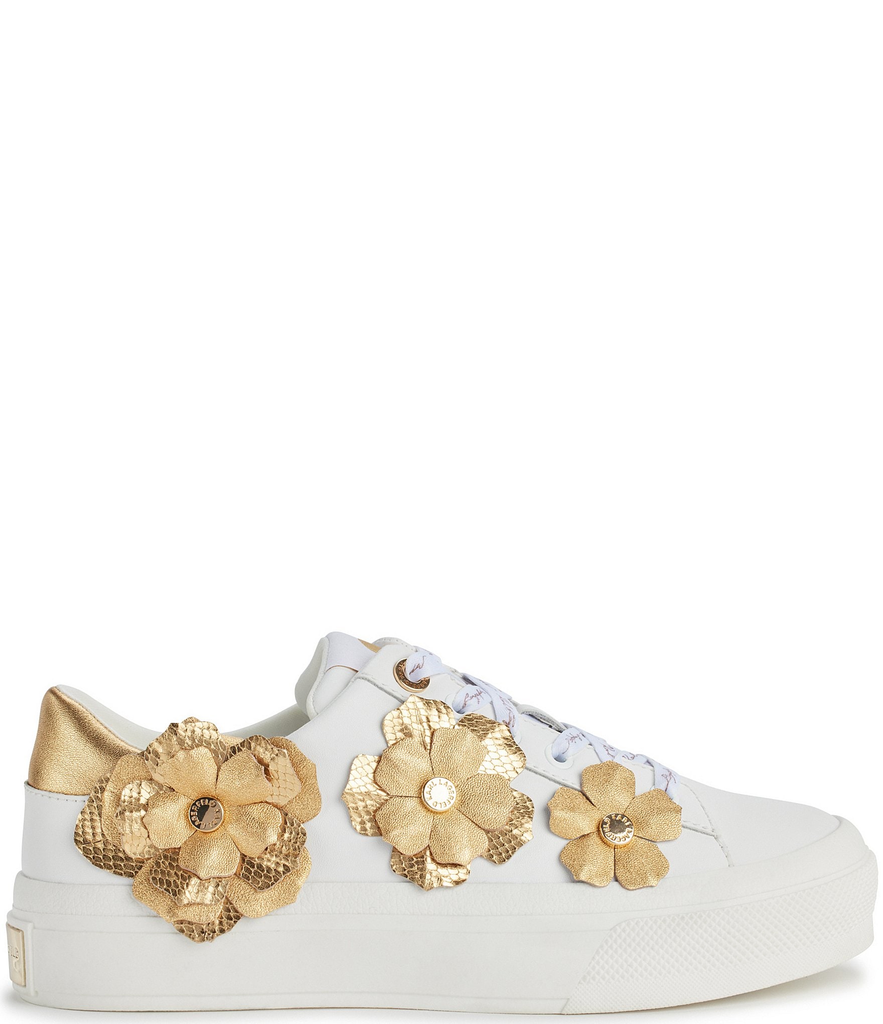 KARL LAGERFELD PARIS Georgia Floral Ornament Leather Sneakers