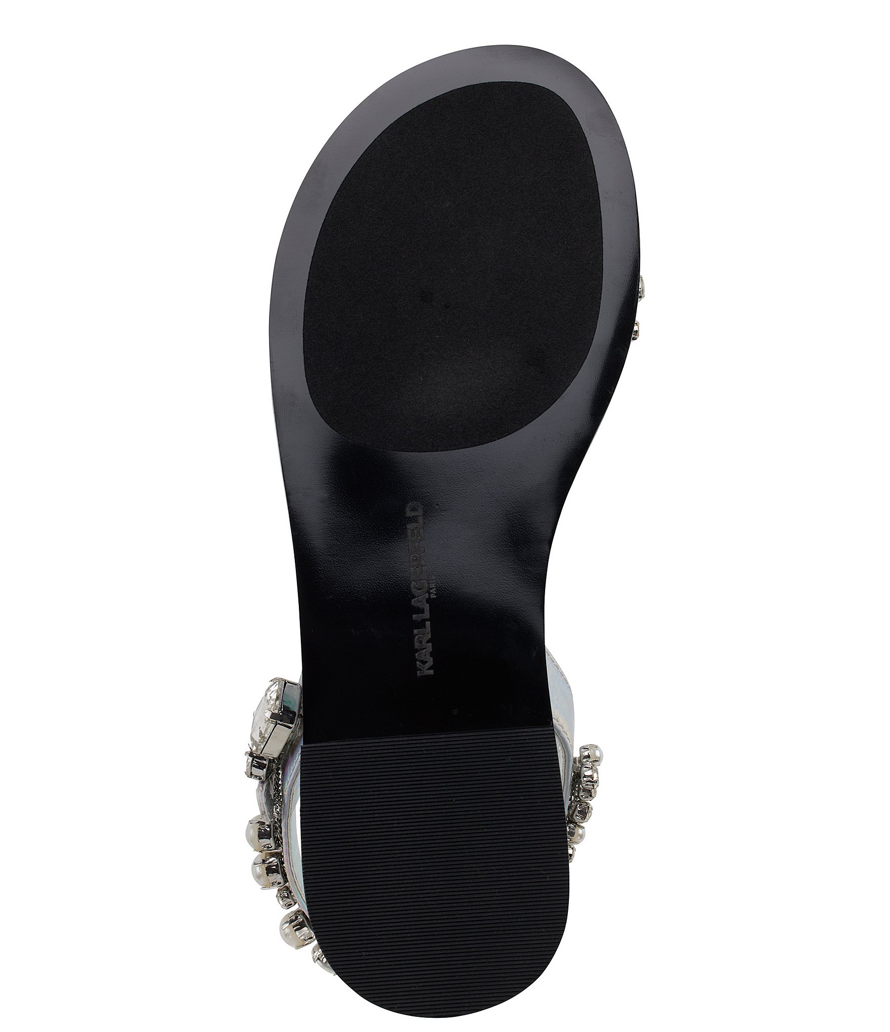 KARL LAGERFELD PARIS Gwenda Iridescent Embellished Sandals