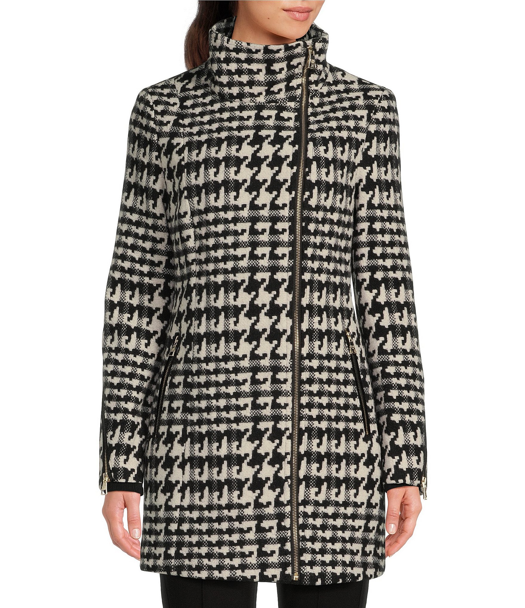 Karl Lagerfeld Paris Women's Logo Print Wool Blend Coat