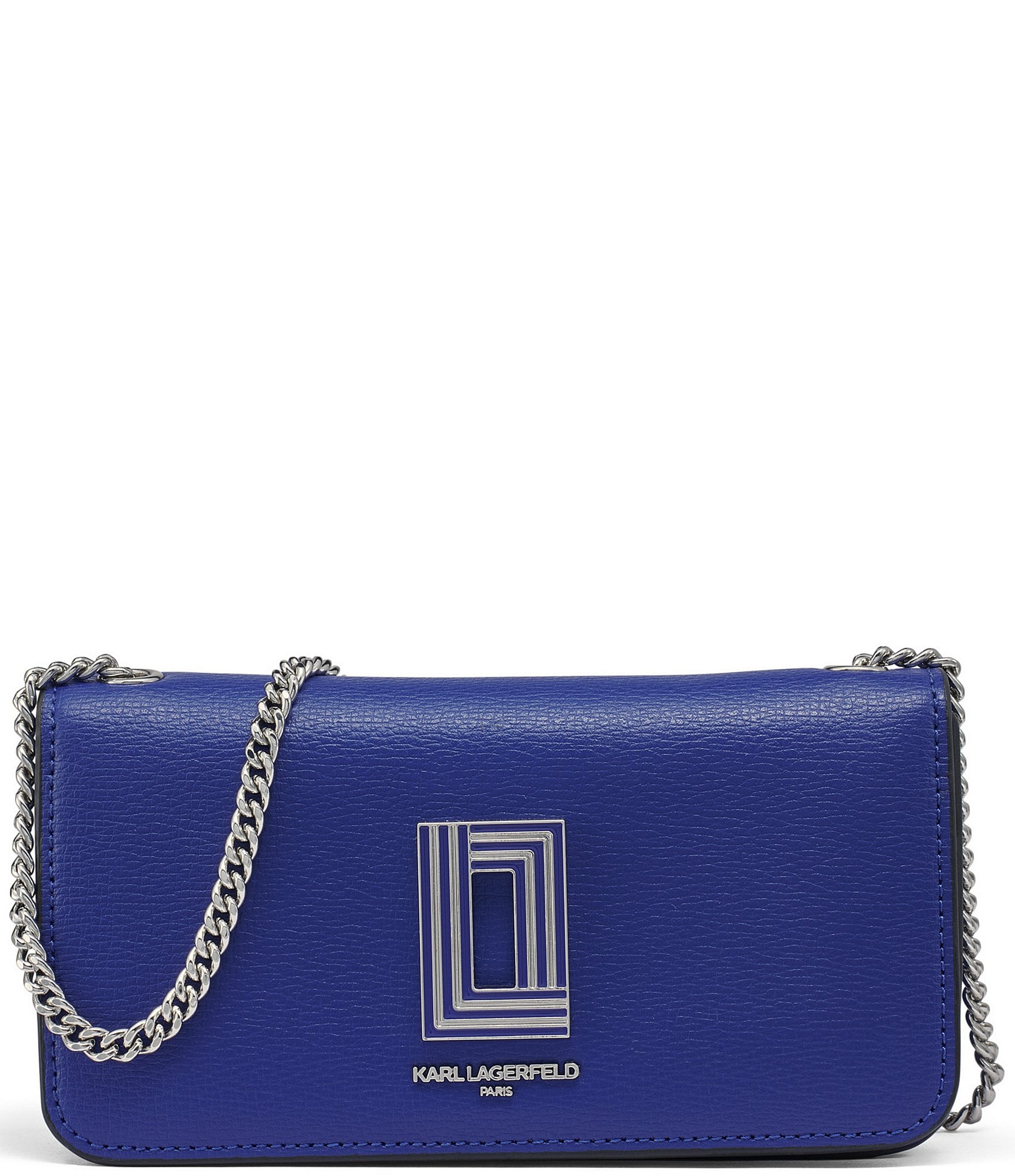 Karl Lagerfeld Paris Lafayette Leather Wallet On A Chain Blue Violet