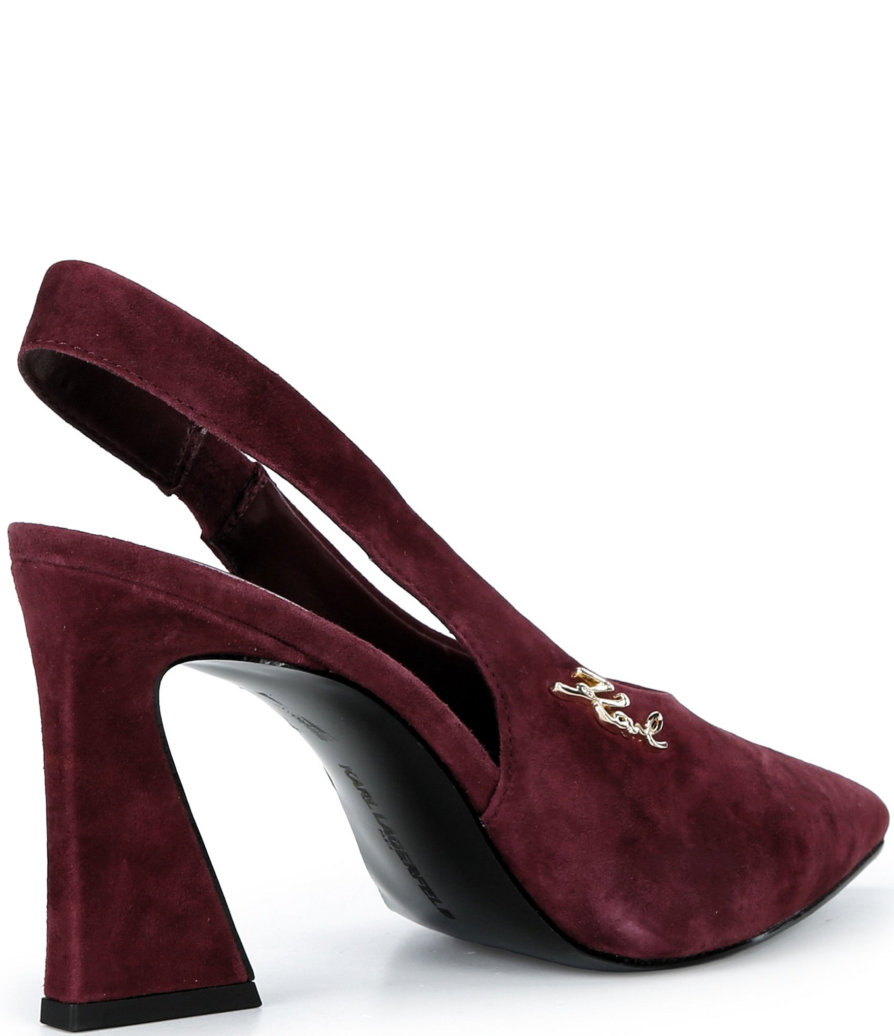 KARL LAGERFELD PARIS Lauryn Suede Slingback Block Heel Pumps