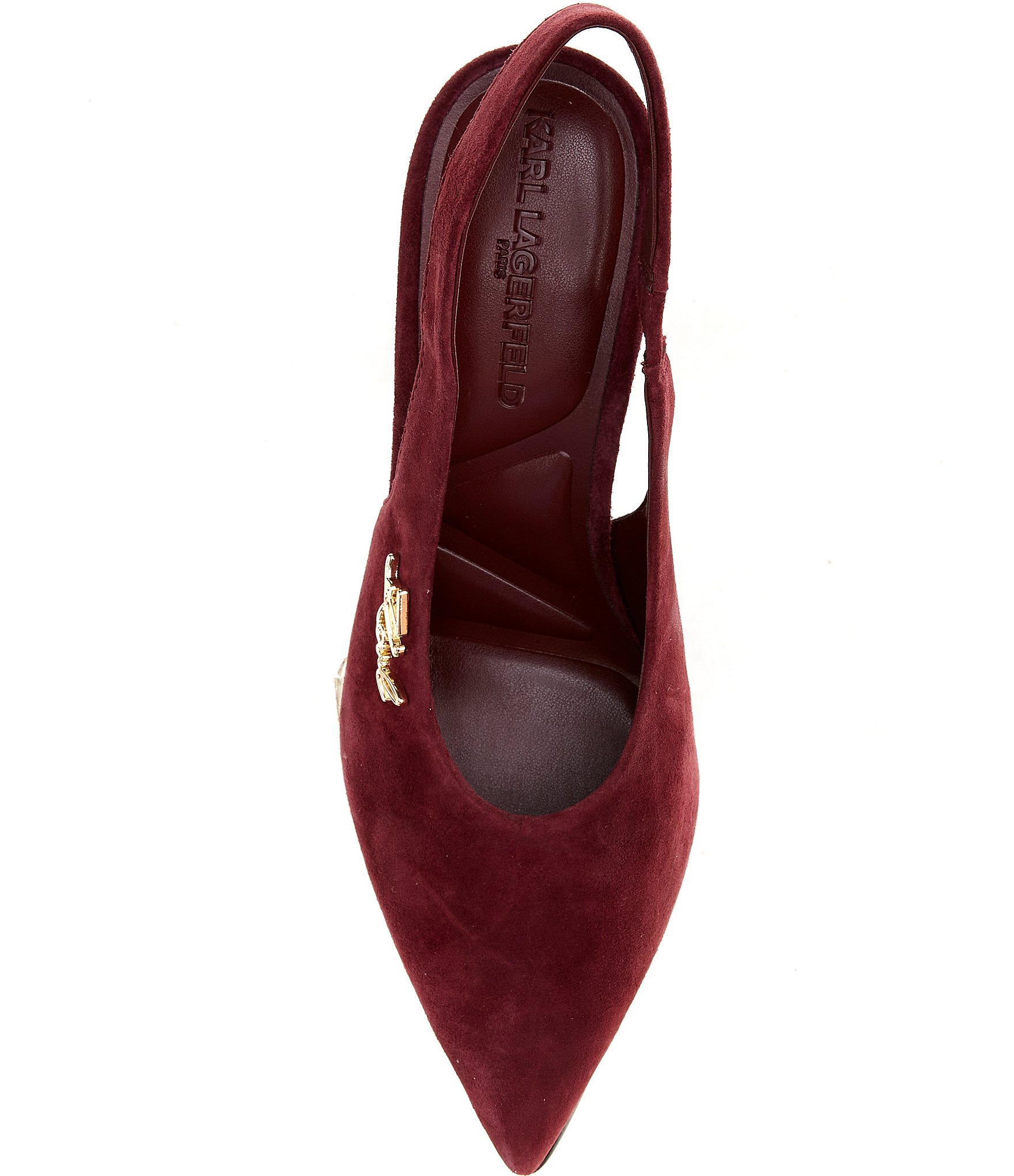 KARL LAGERFELD PARIS Lauryn Suede Slingback Block Heel Pumps