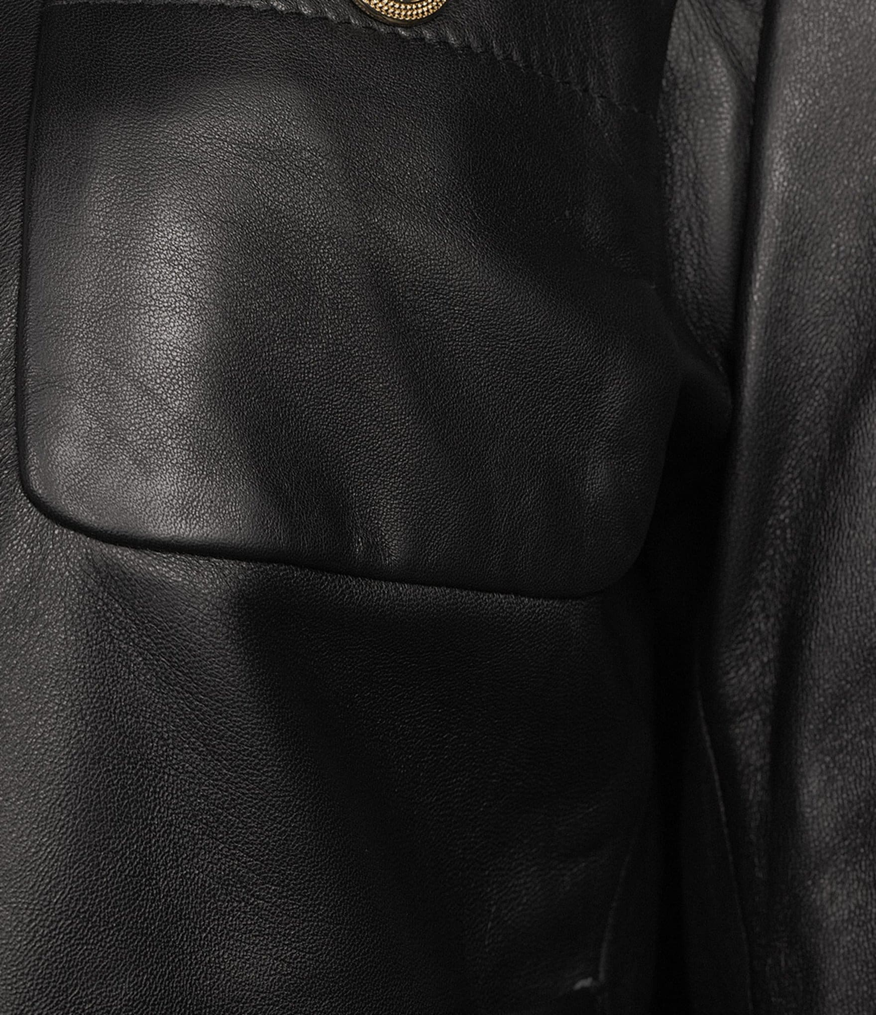 KARL LAGERFELD PARIS Leather Crew Neck Long Sleeve Jacket