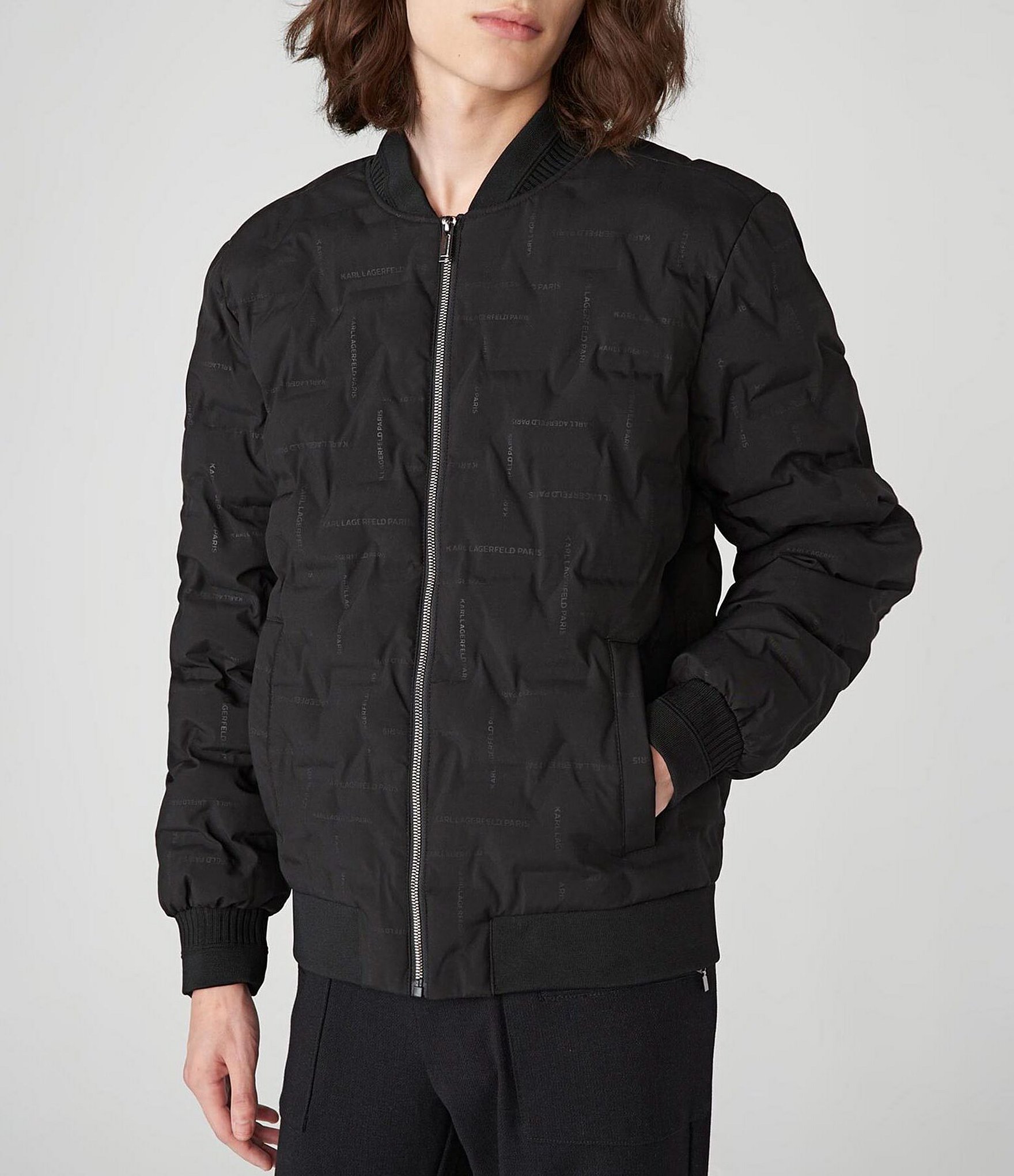 KARL LAGERFELD Paris Mens Jacket Hooded Full Zip Black NWT $229 LARGE | eBay