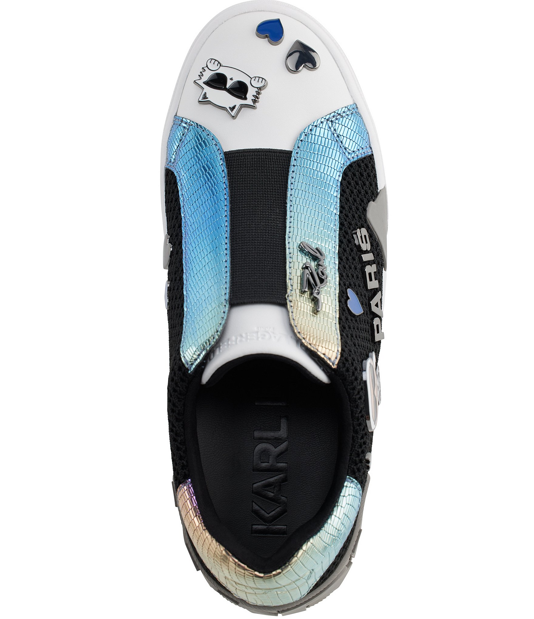 KARL LAGERFELD PARIS Mavise Pins Iridescent Slip On Sneakers