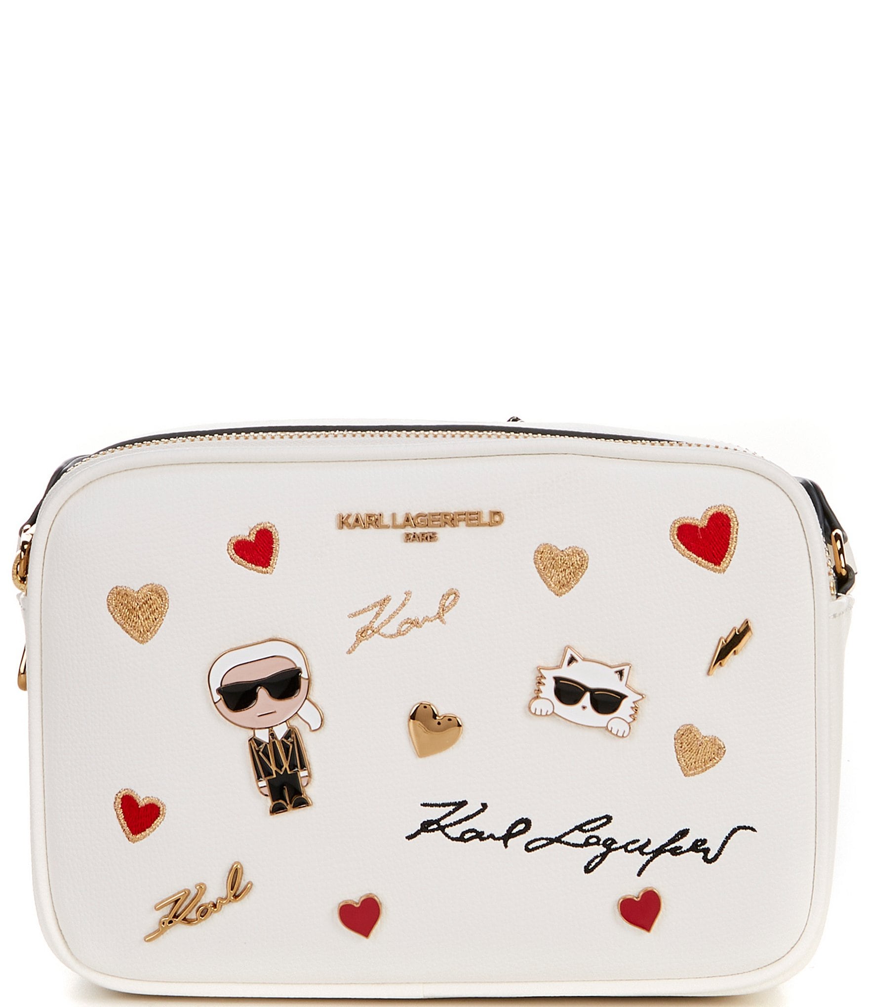 Karl Lagerfeld Paris Maybelle Karl & Cat Guitar Strap Camera Crossbody  Bag Multi