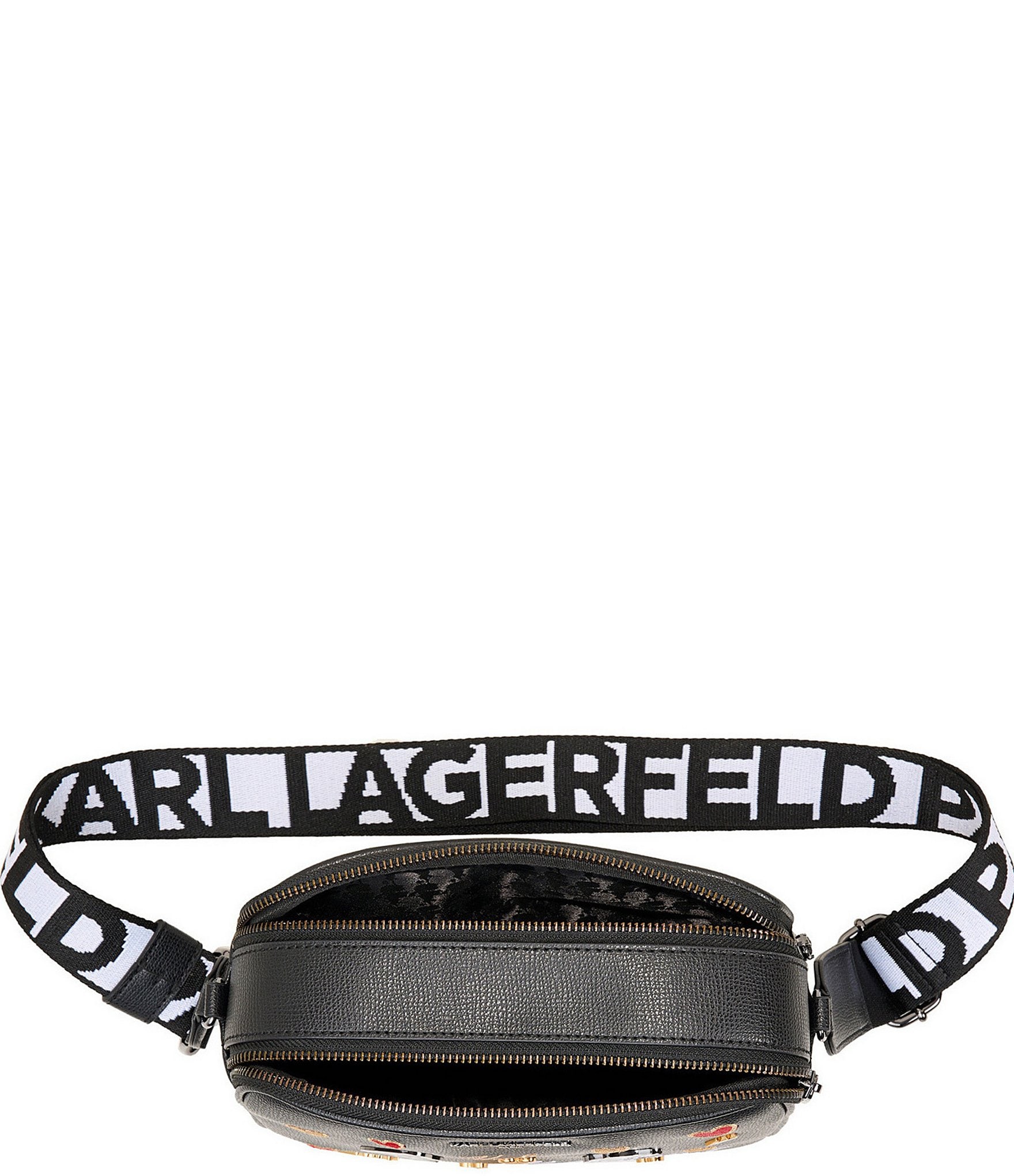 KARL LAGERFELD PARIS Embellished Hearts Maybelle Camera Crossbody Bag