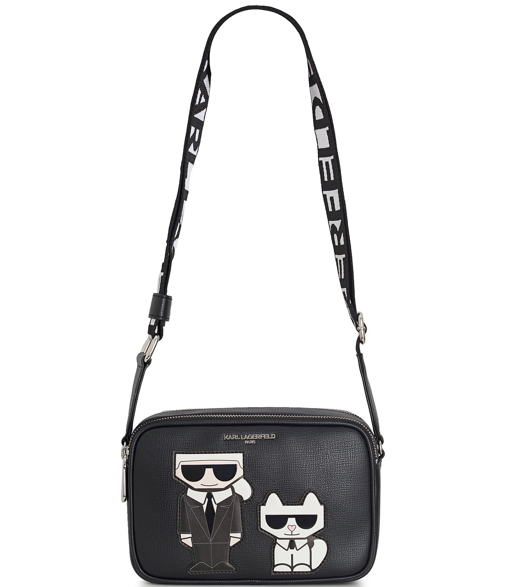 Karl Lagerfeld Paris Maybelle Camera, Black/Silver: Handbags