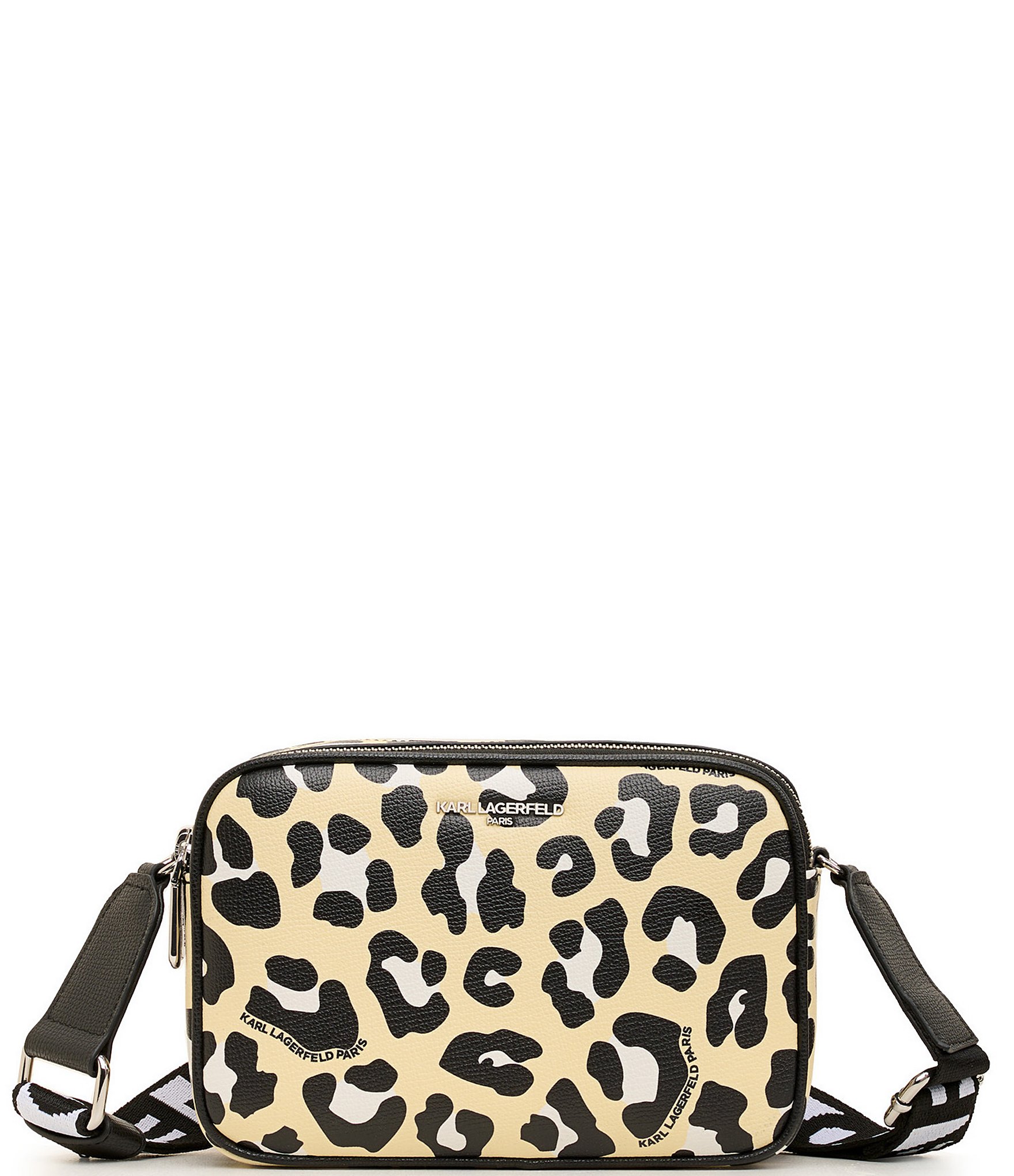 KARL LAGERFELD PARIS Maybelle Leopard Camera Crossbody Bag | Dillard's