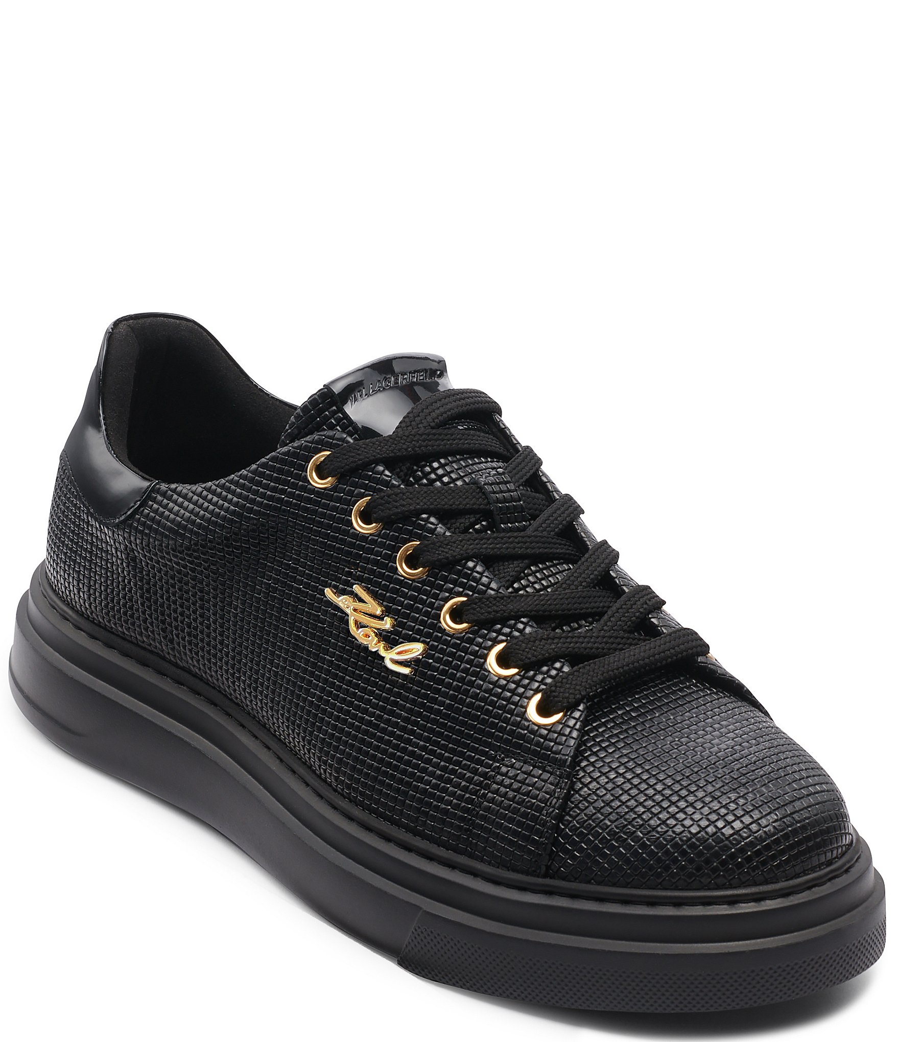 KARL LAGERFELD PARIS Men's Textured Leather Logo Low-Top Sneakers ...