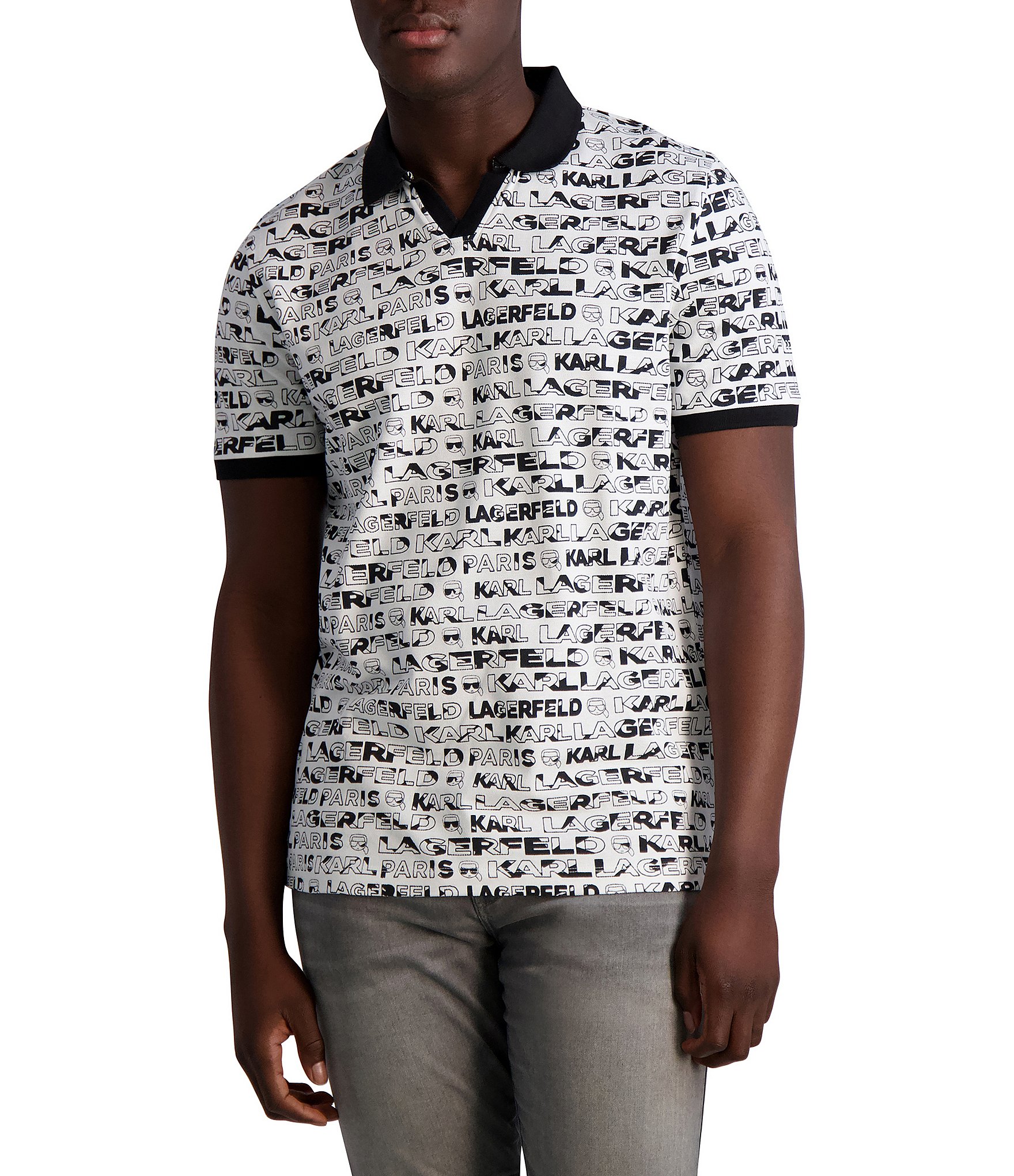 Chronisch Onbekwaamheid Duwen Karl Lagerfeld Paris Pique Johnny Collar Short-Sleeve Polo Shirt | Dillard's