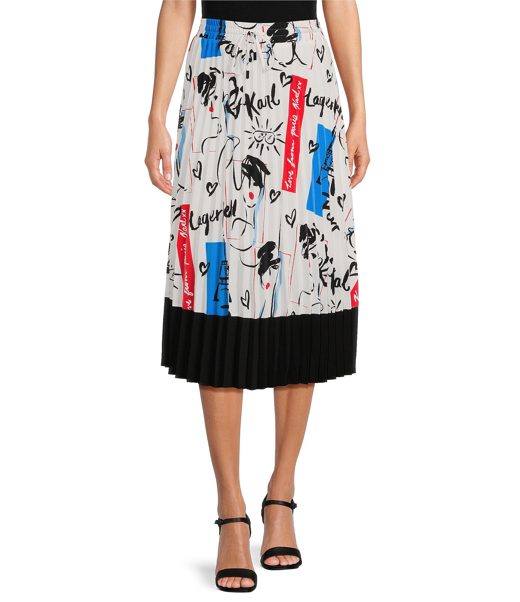 スカート KARL LAGERFELD Women Skirts A1W13030979 Grey KARL LAGERFELD PARIS Abstract Print Pleated Midi Skirt