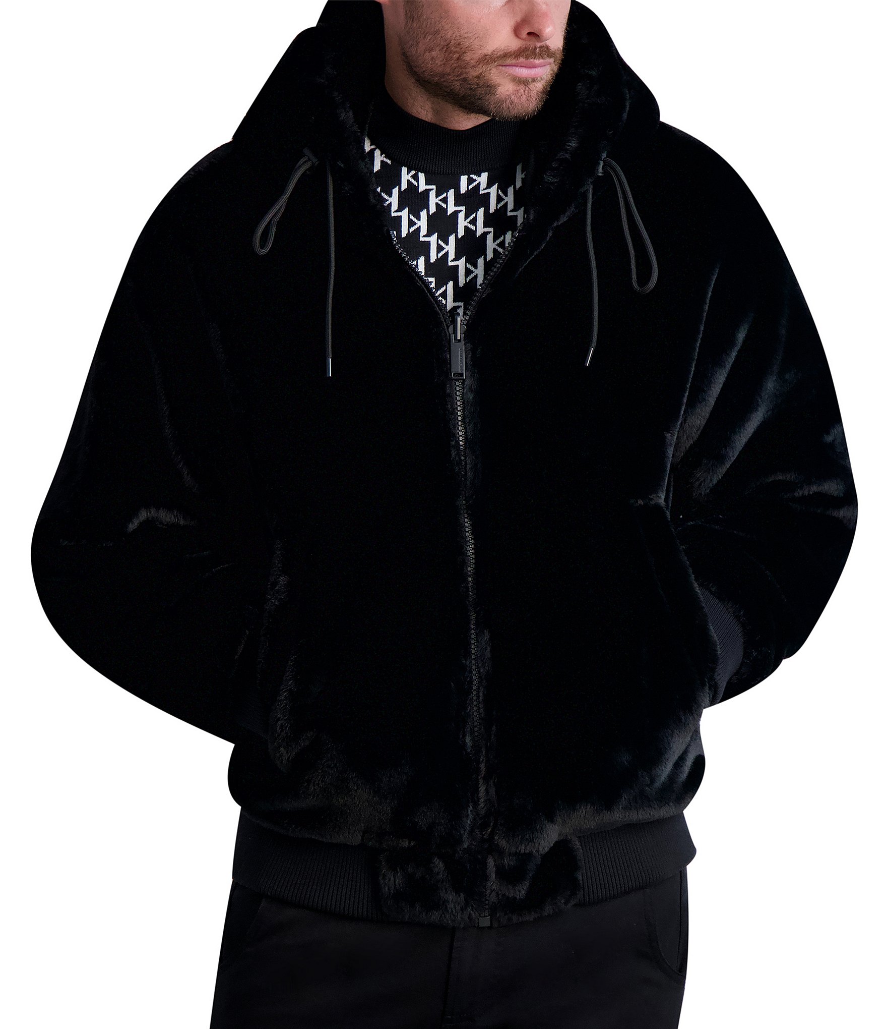 Faux Fur Reversible Jacket - Black