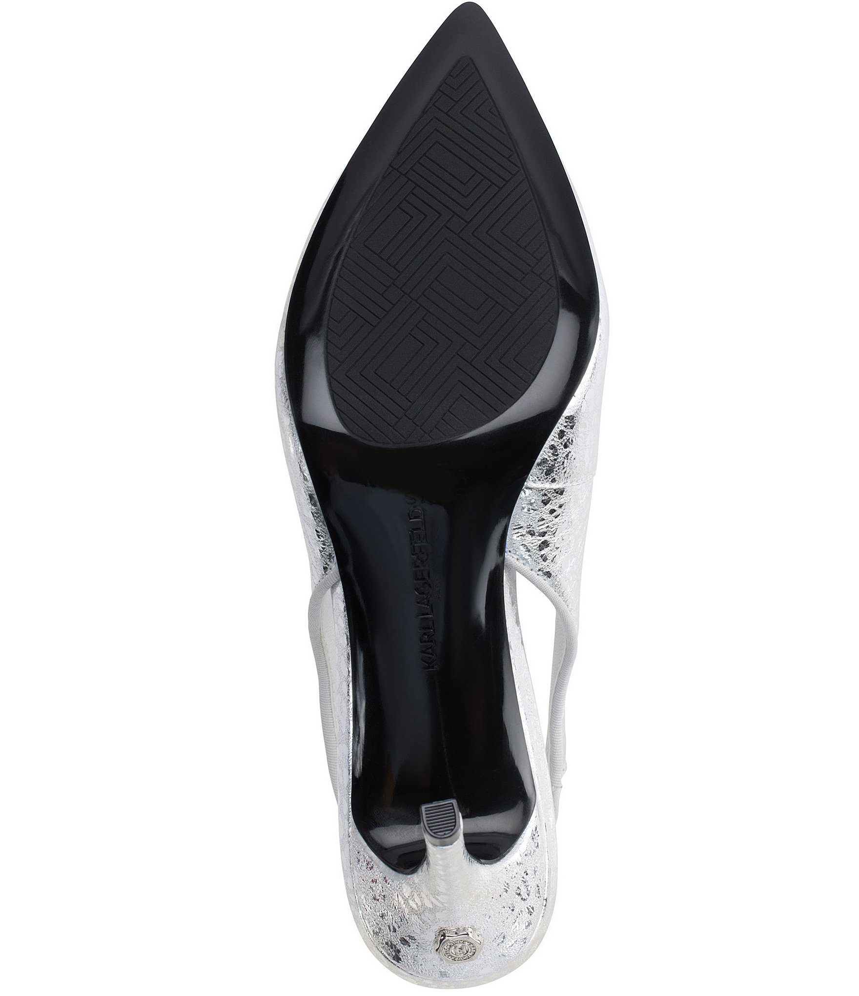 KARL LAGERFELD PARIS Rosalyn Metallic Leopard Print Leather Slingback Pumps