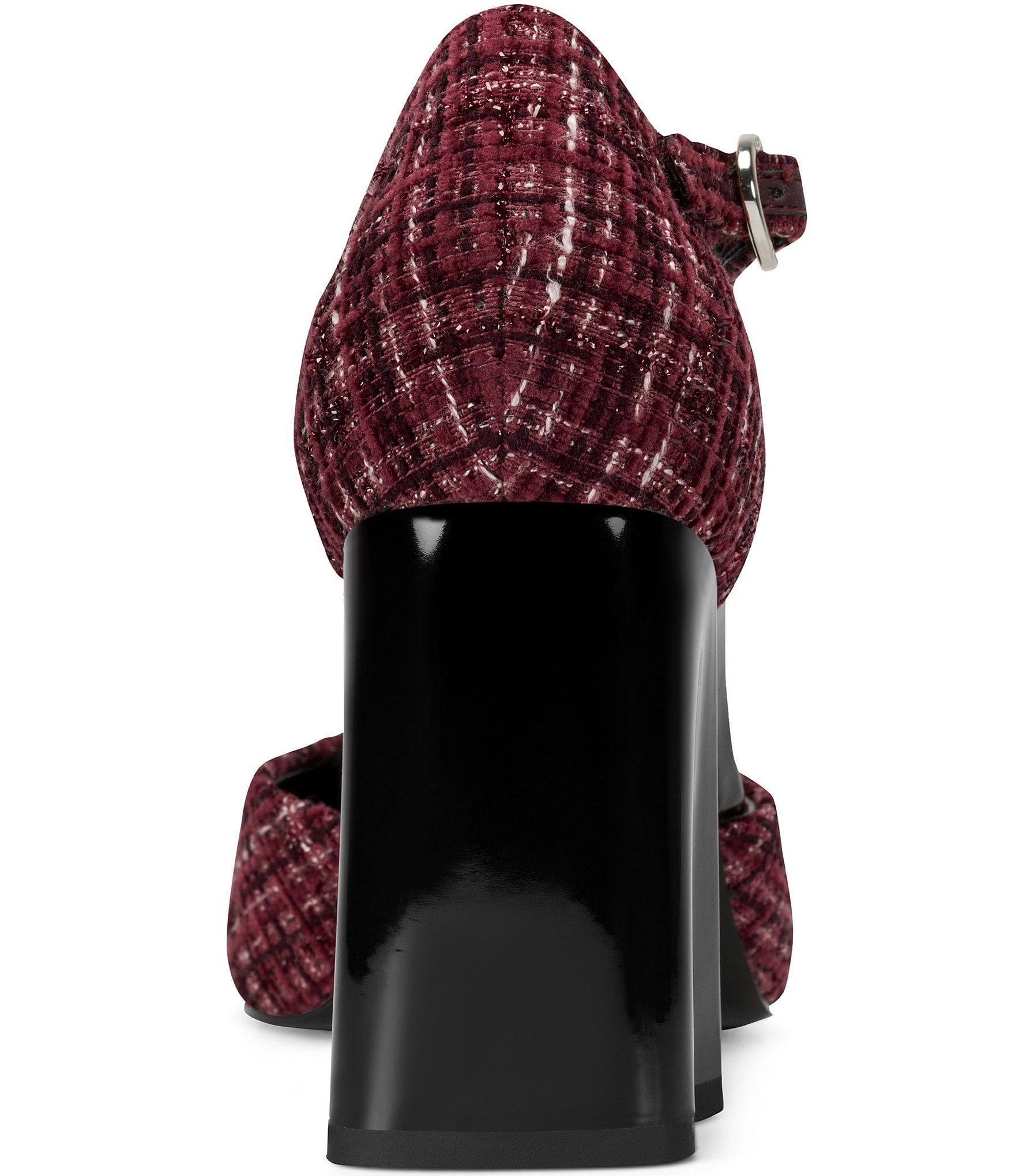 KARL LAGERFELD PARIS Sapphira Plaid Block Heel Ankle Wrap Pumps