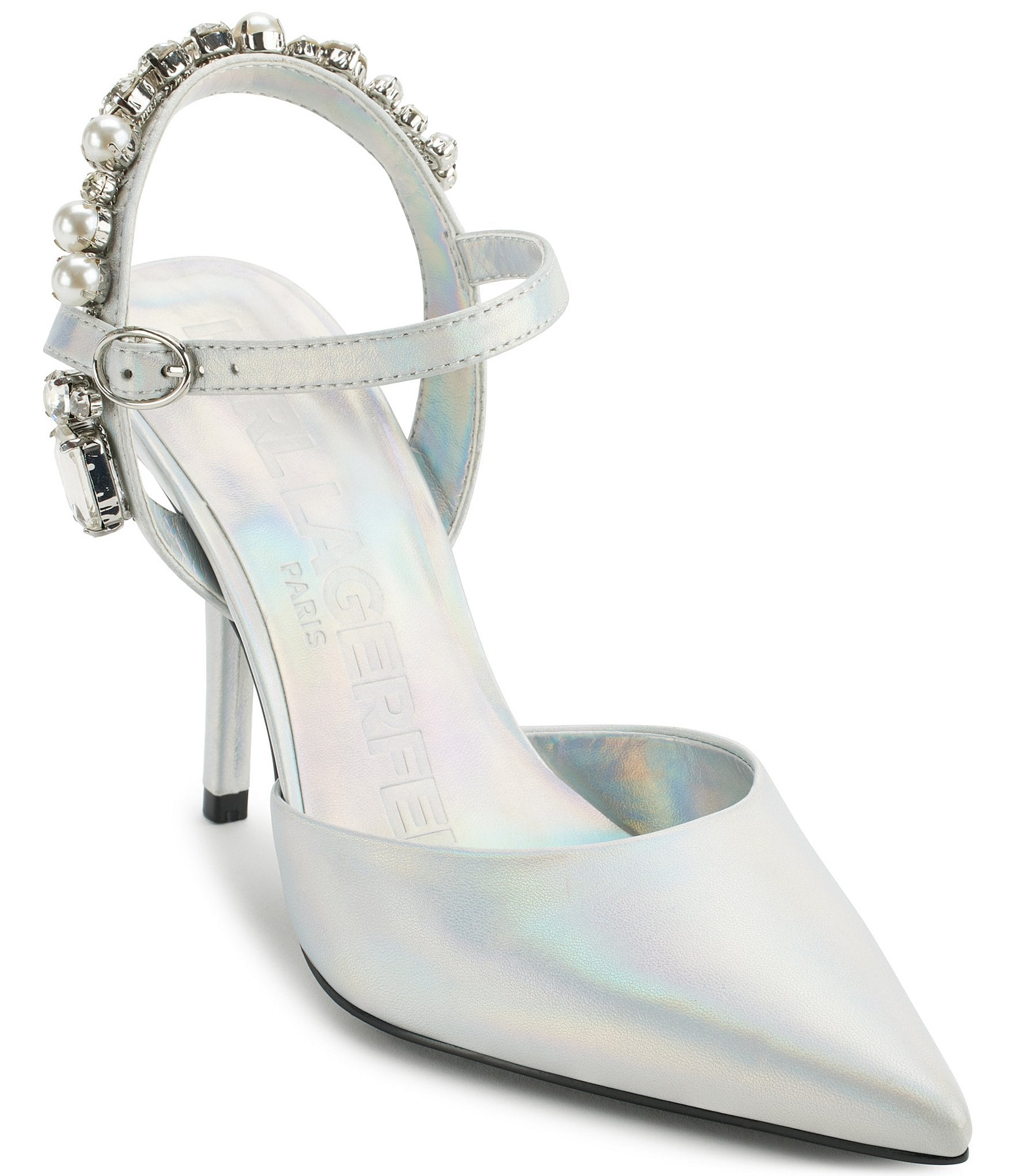 KARL LAGERFELD PARIS Shelli Leather Rhinestone Embellished Pumps | Dillard's