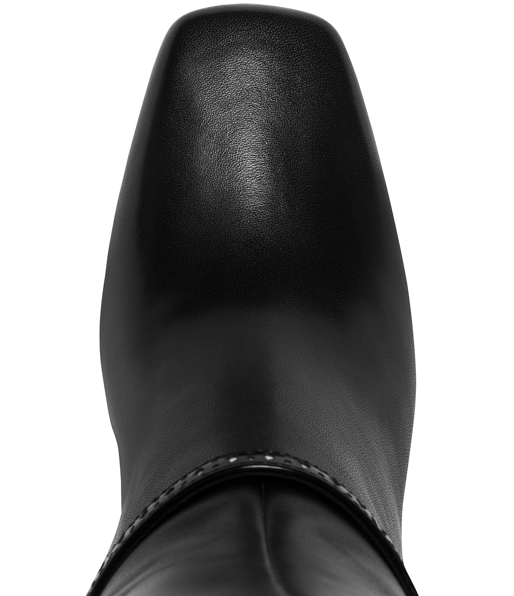 KARL LAGERFELD PARIS Shreya Leather Brogue Strap Square Toe Tall Boots